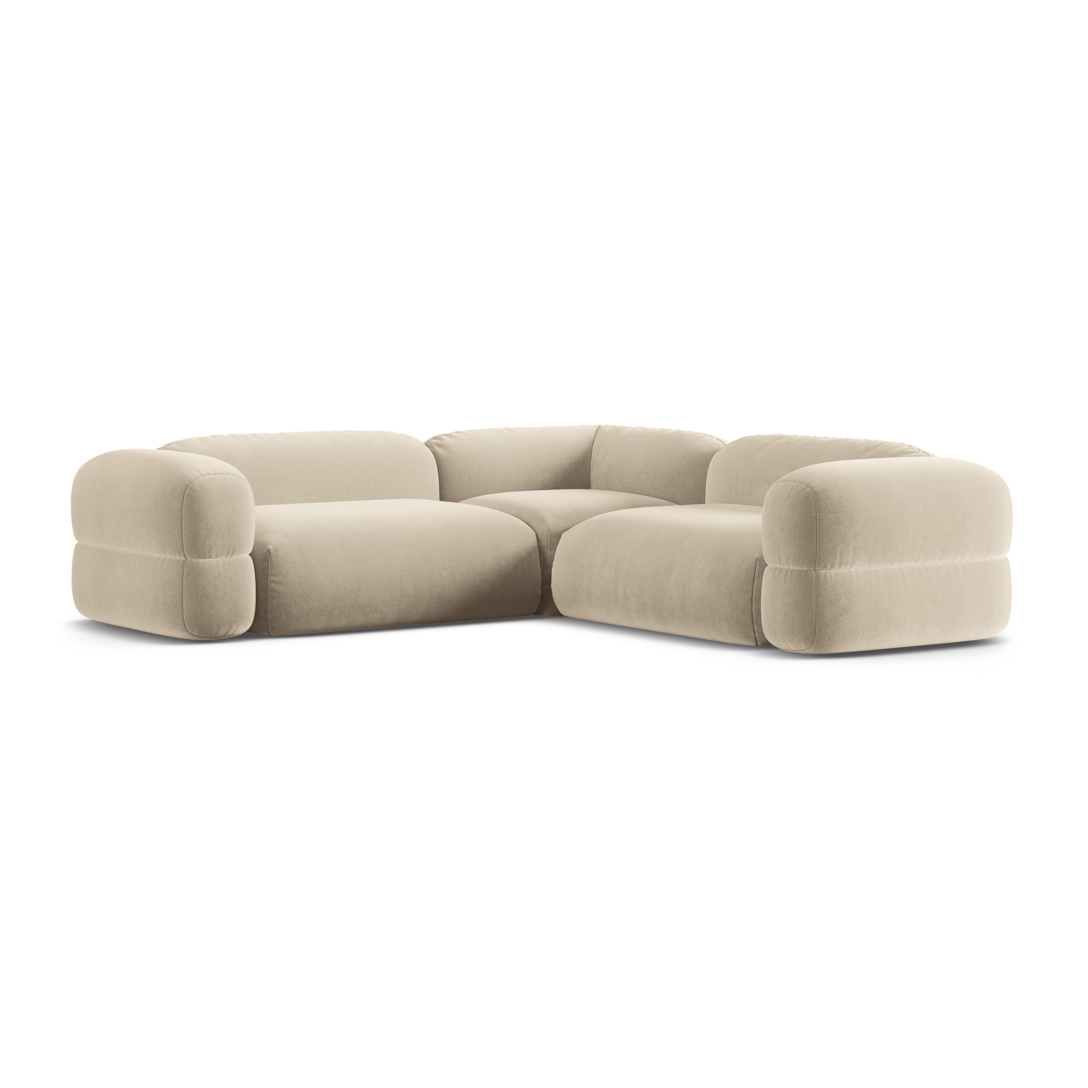 Symmetrische Samt-Eckcouch ROGER hellbeige