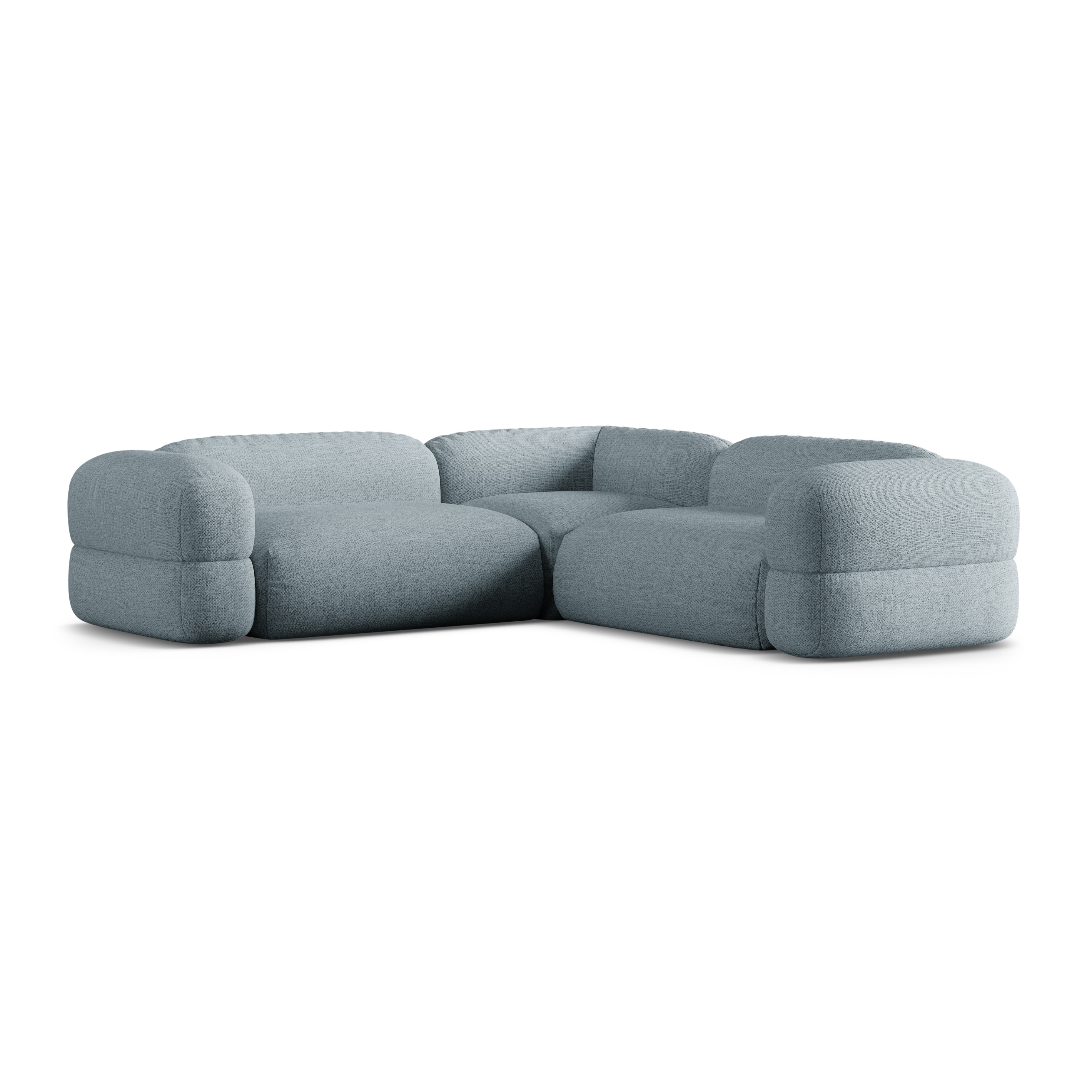 Symmetrische Eckcouch ROGER himmelblaues Chenille