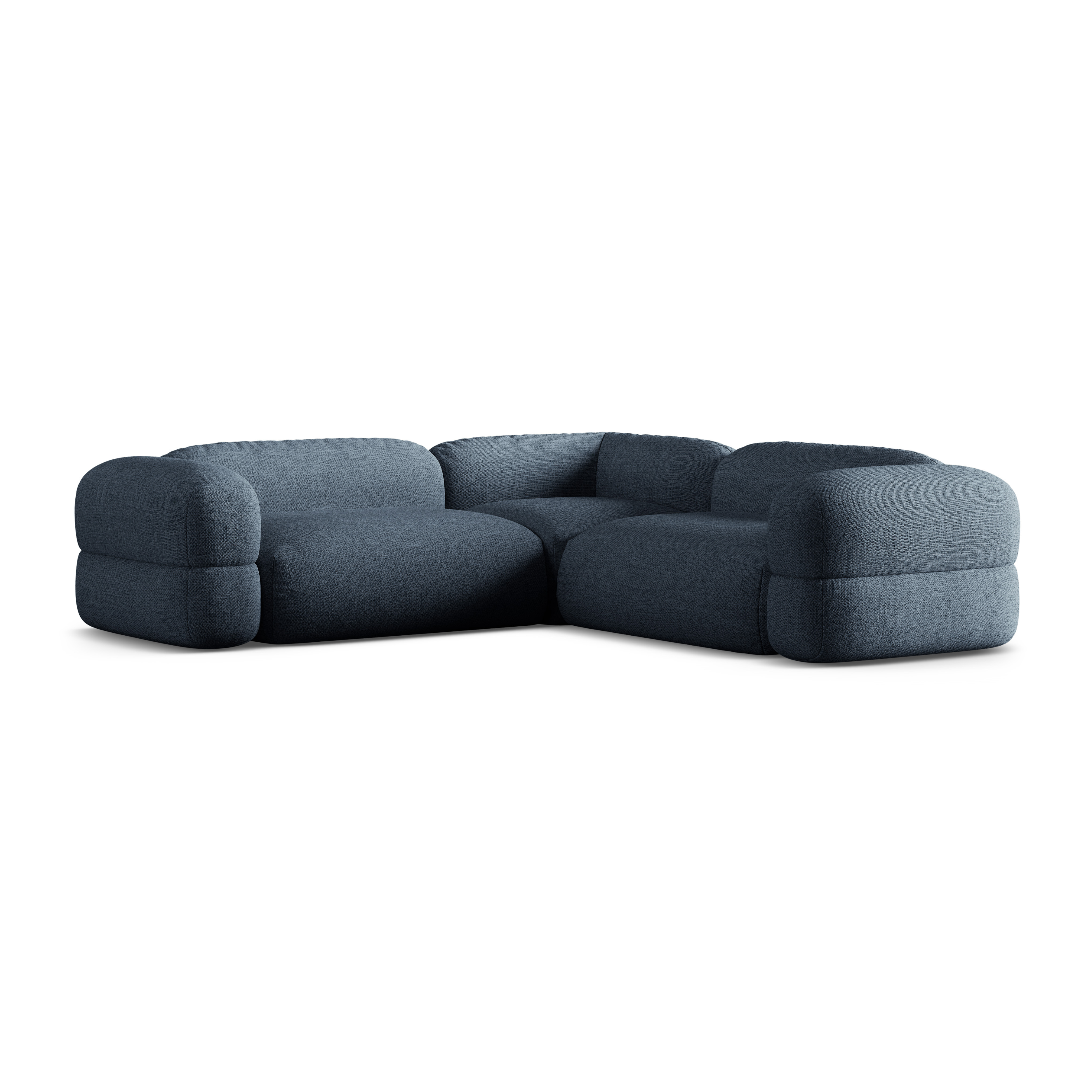 Symmetrische Eckcouch ROGER dunkelblauer Chenille