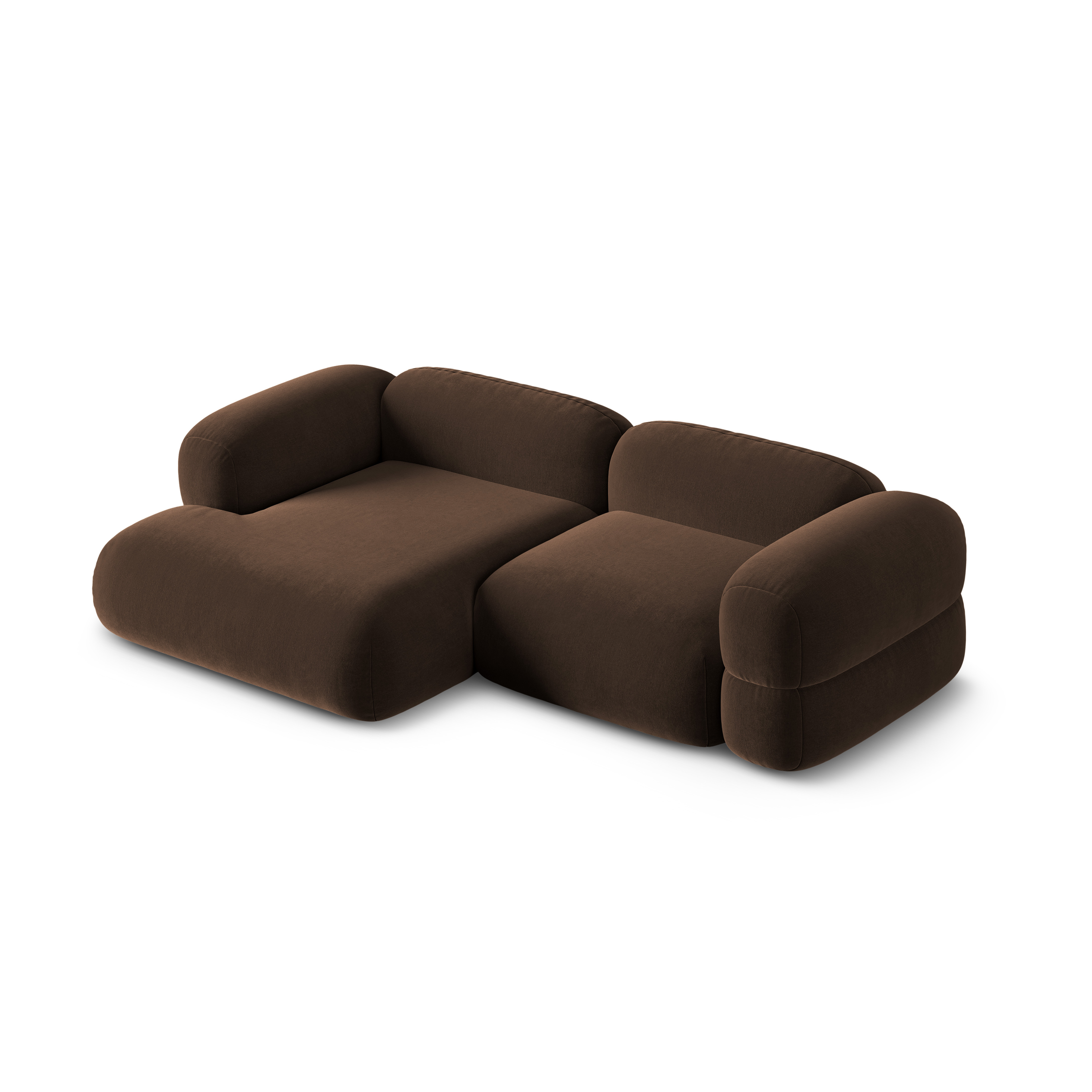 Samt-Ecksofa links ROGER schokoladenbraun