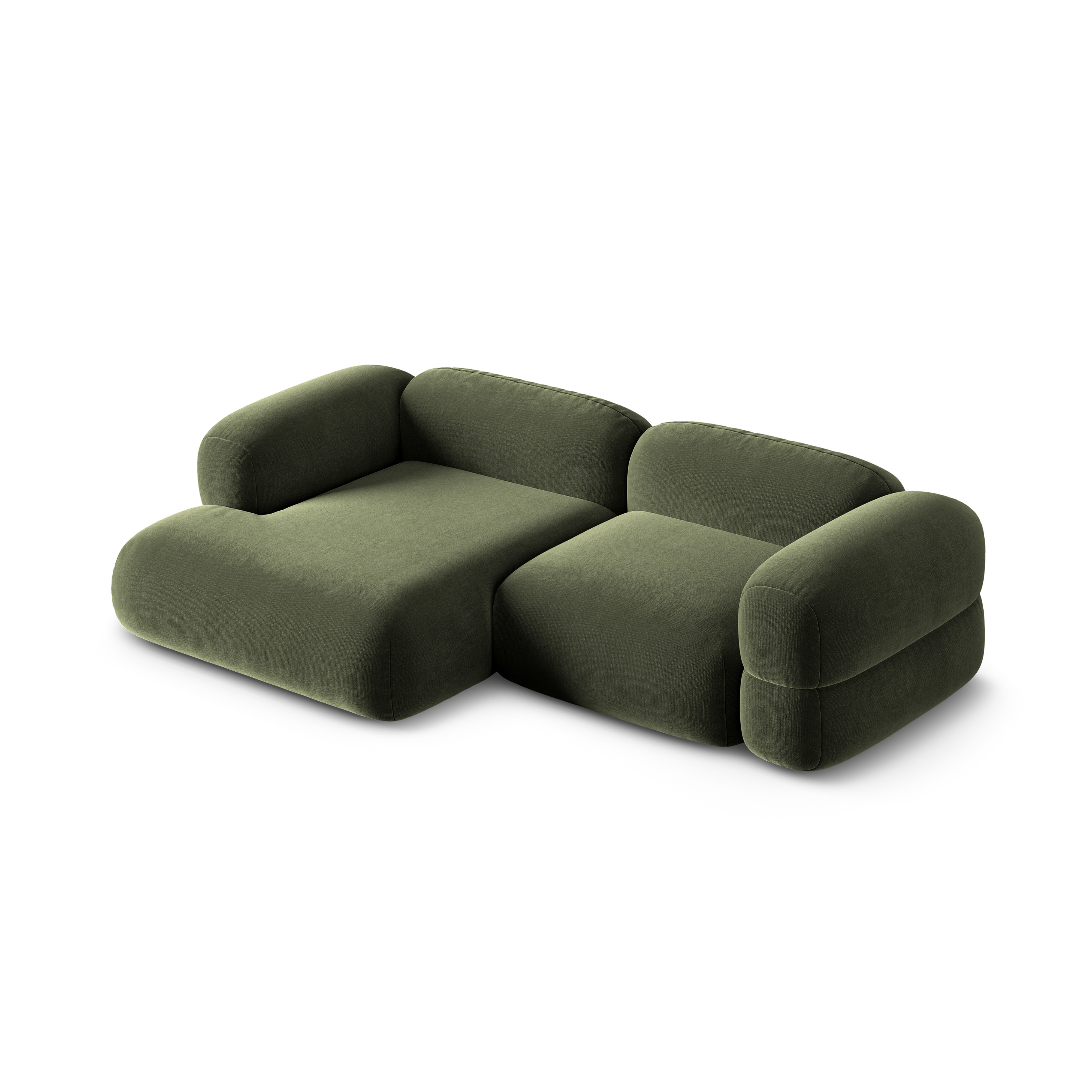 Samt-Ecksofa links ROGER olivgrün