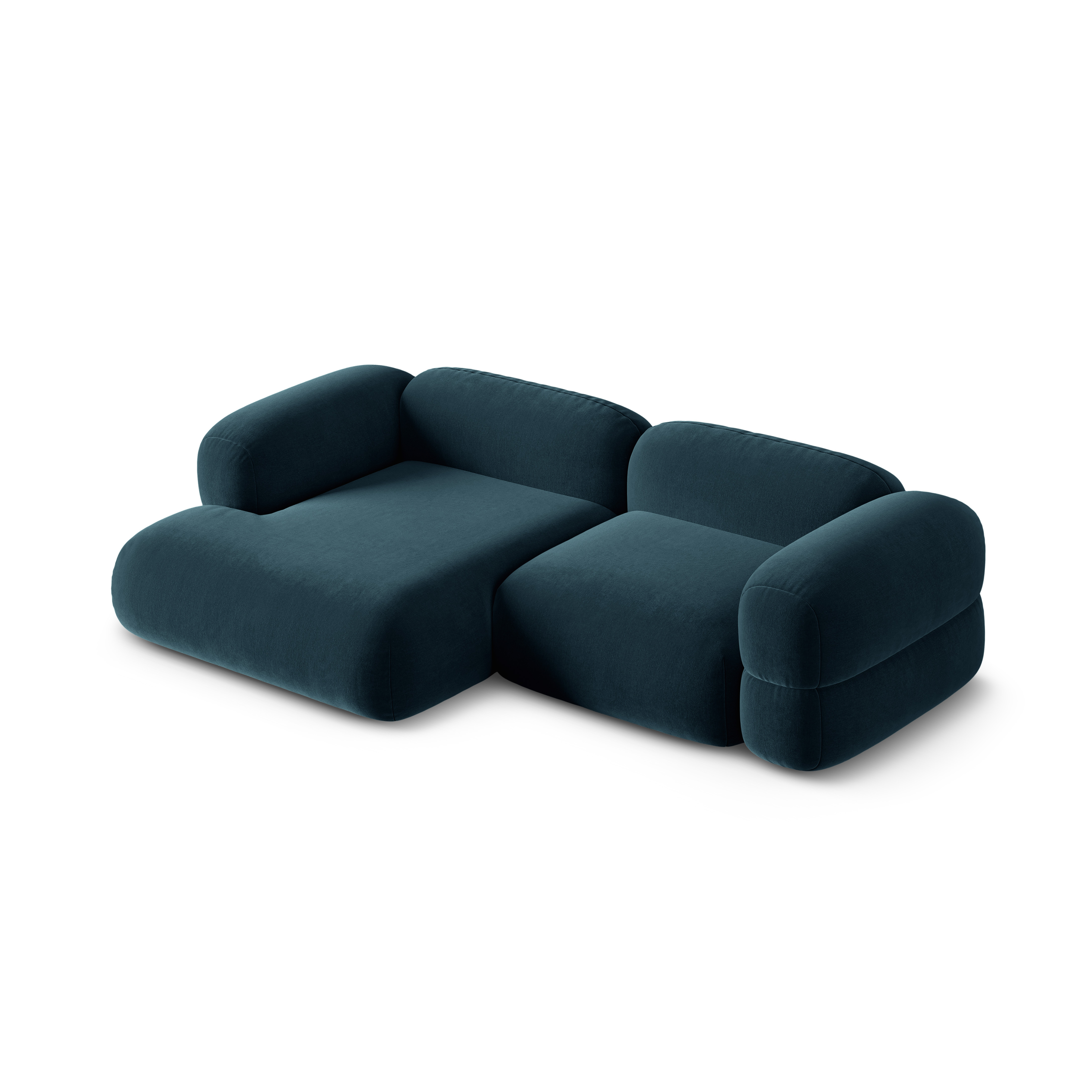 Samt-Ecksofa links ROGER petrolblau