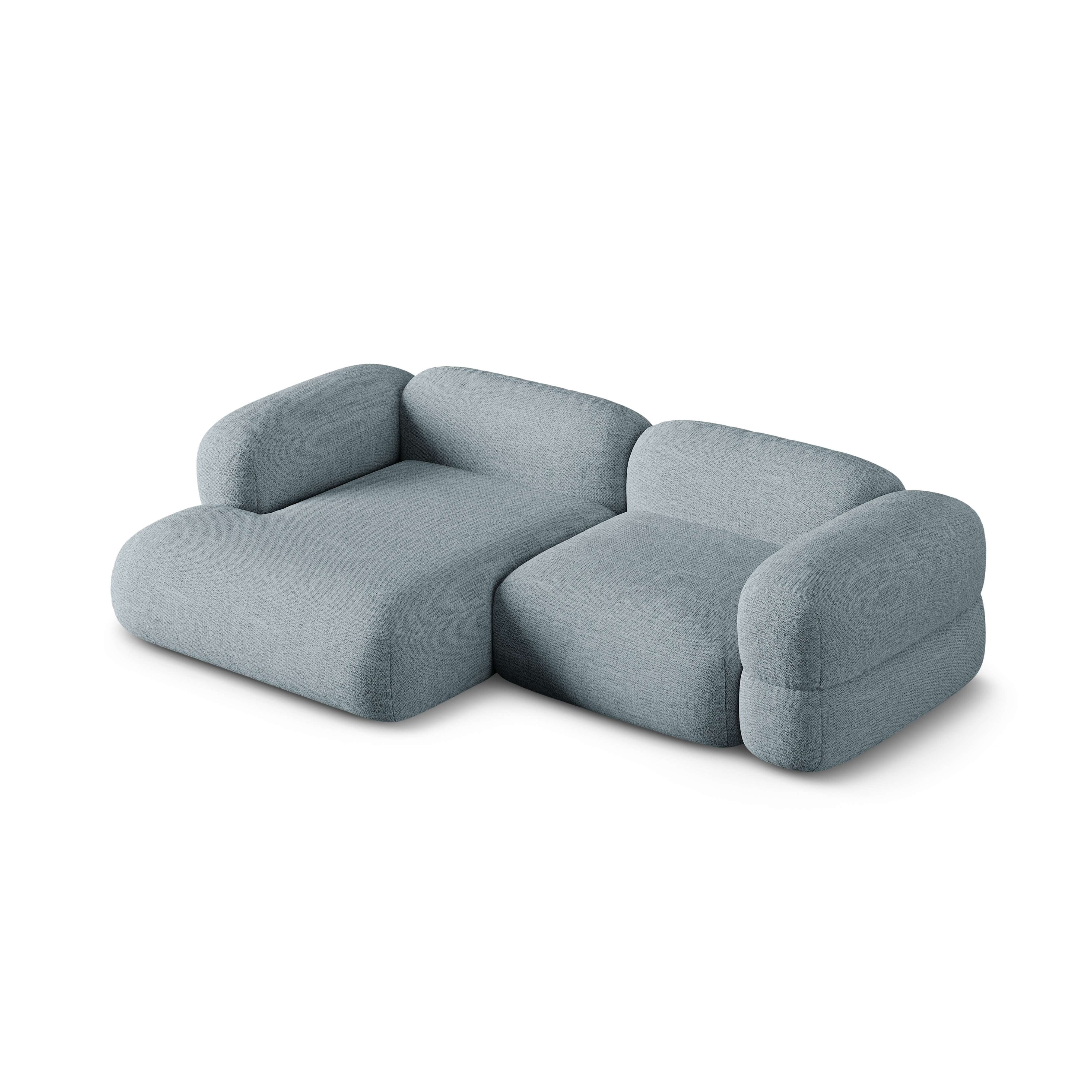 Linksseitige Eckcouch ROGER in himmelblauem Chenille