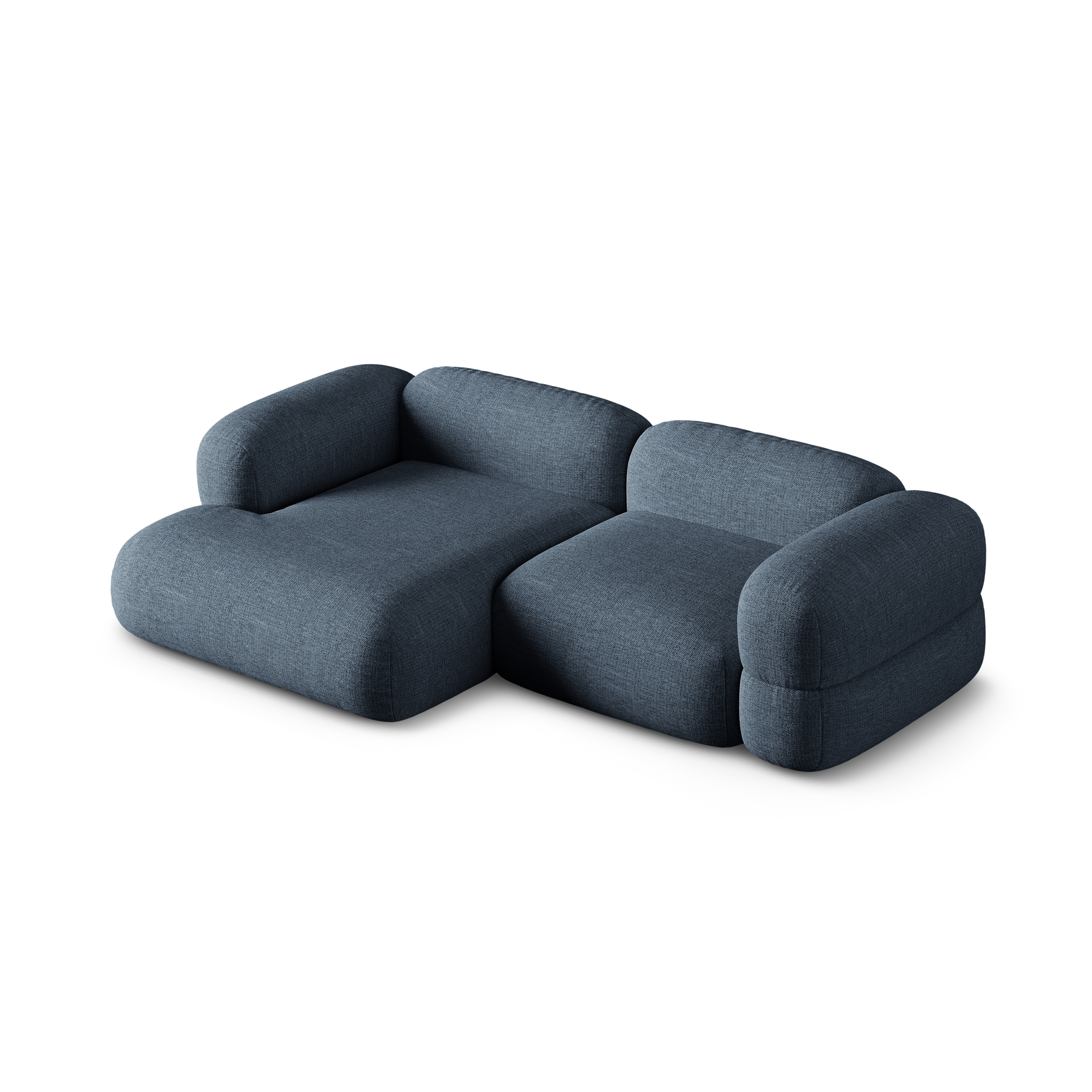 Linksseitige Eckcouch ROGER dunkelblauer Chenille