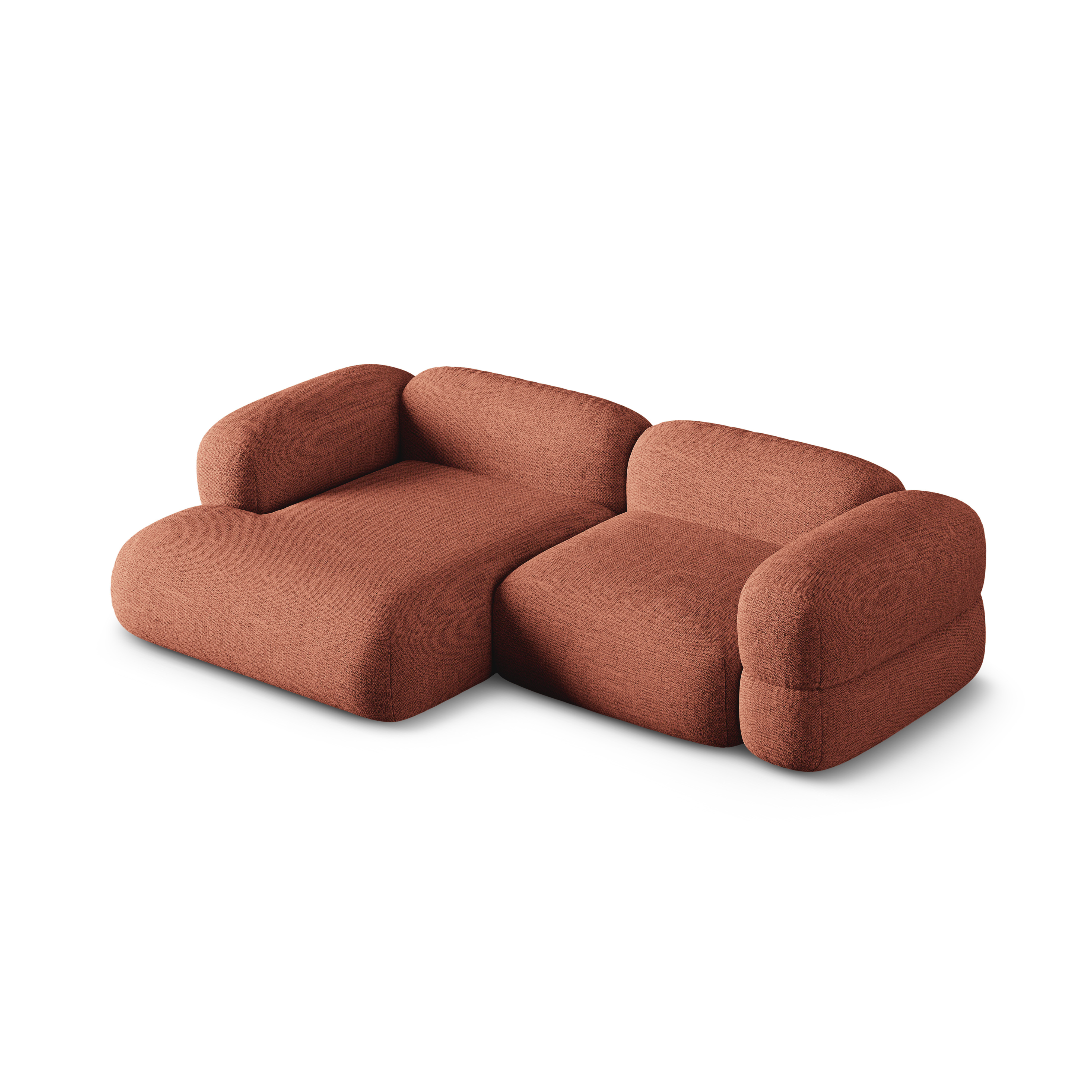Linksseitige Eckcouch ROGER korallenfarbener Chenille