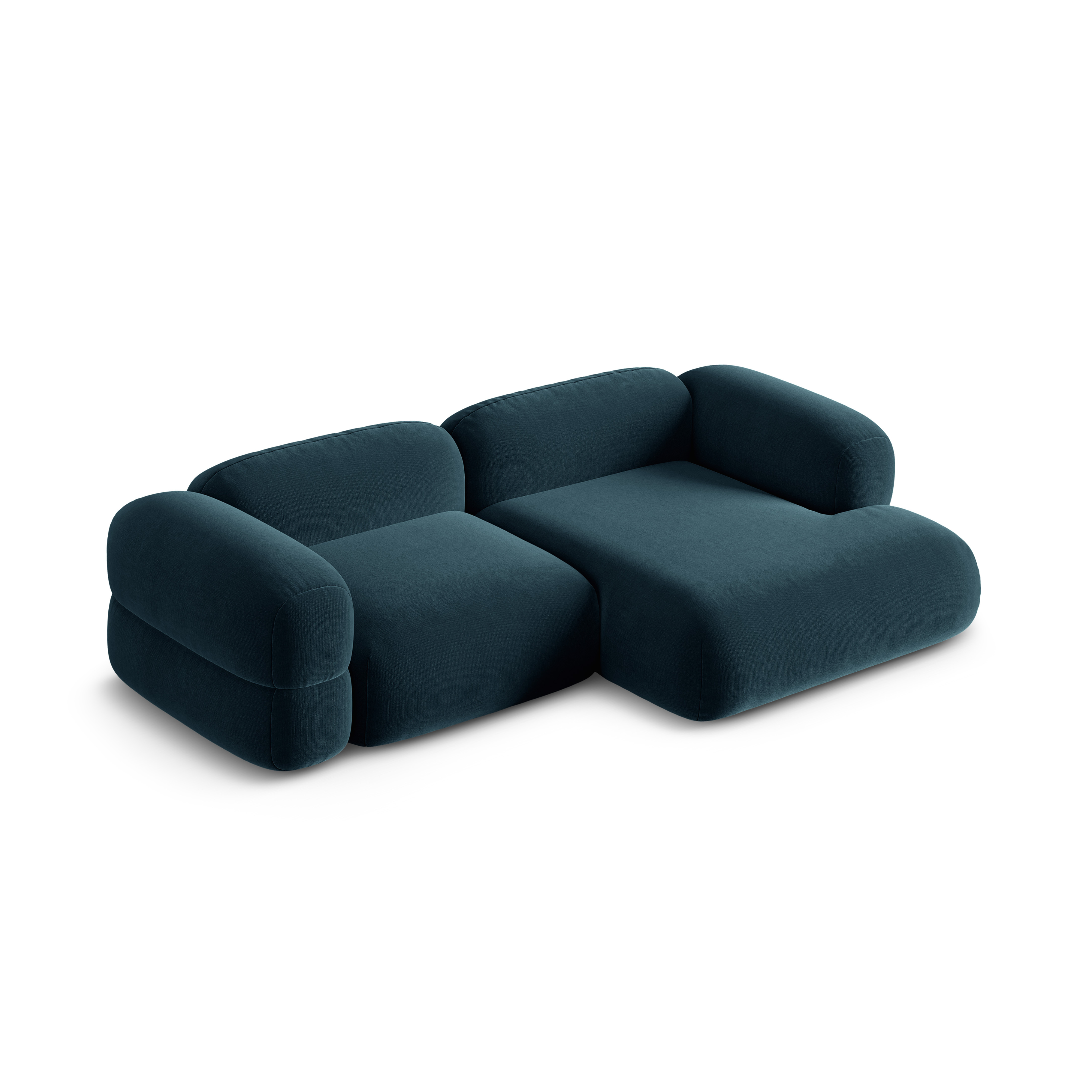 Right-facing velvet corner sofa ROGER petrol blue
