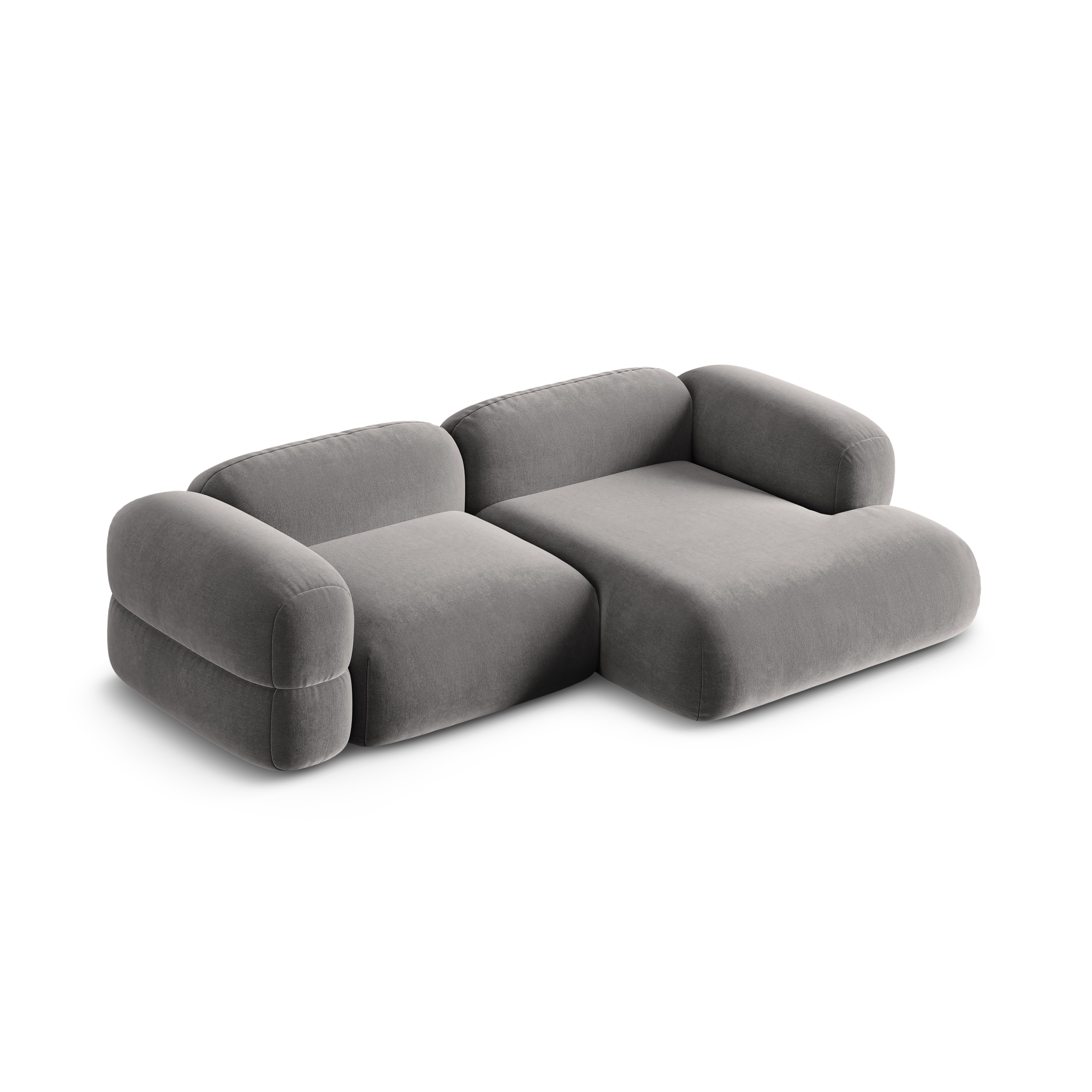 Samt-Ecksofa rechts ROGER grau