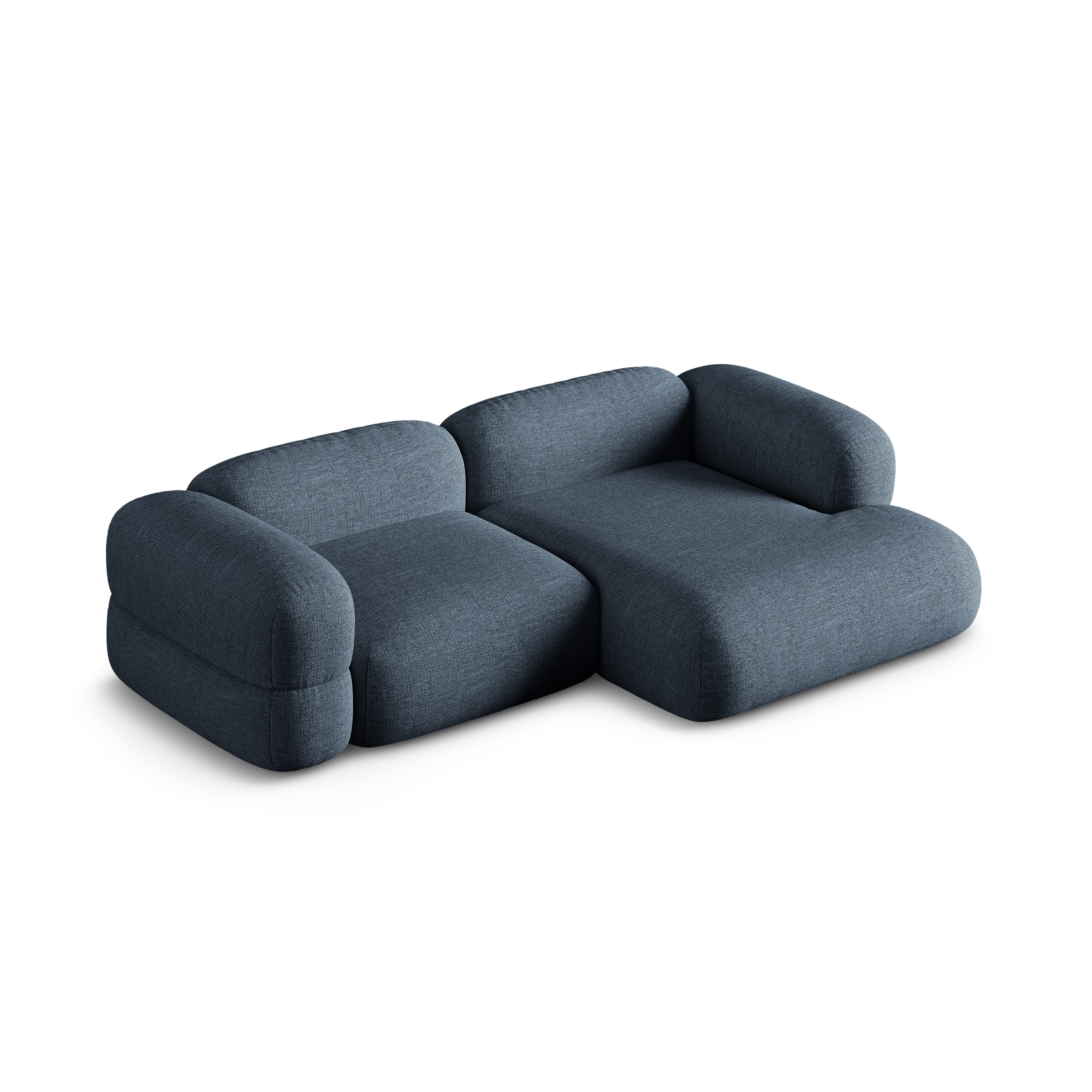 Rechtsseitige Eckcouch ROGER dunkelblauer Chenille