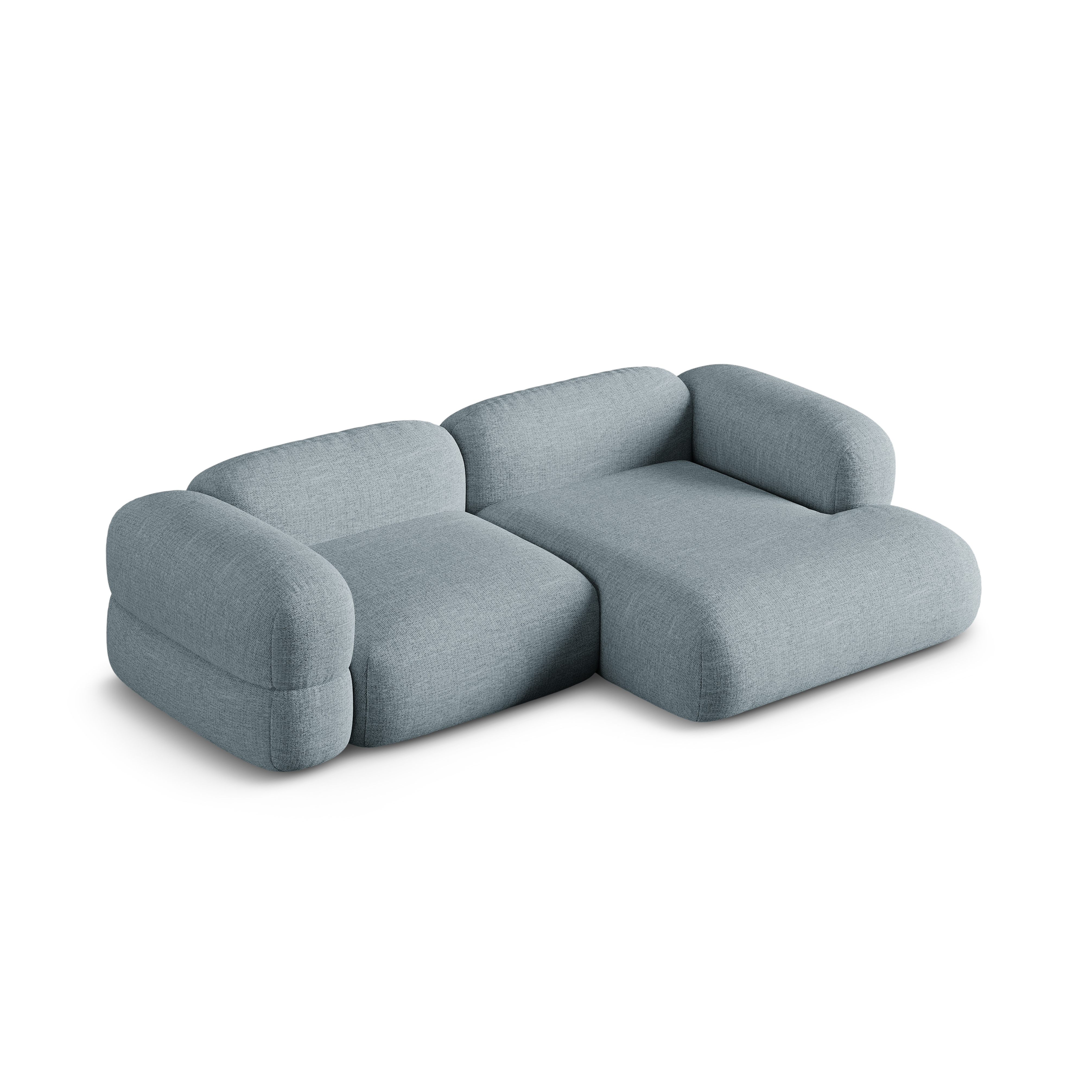 Rechtsseitige Eckcouch ROGER himmelblaues Chenille