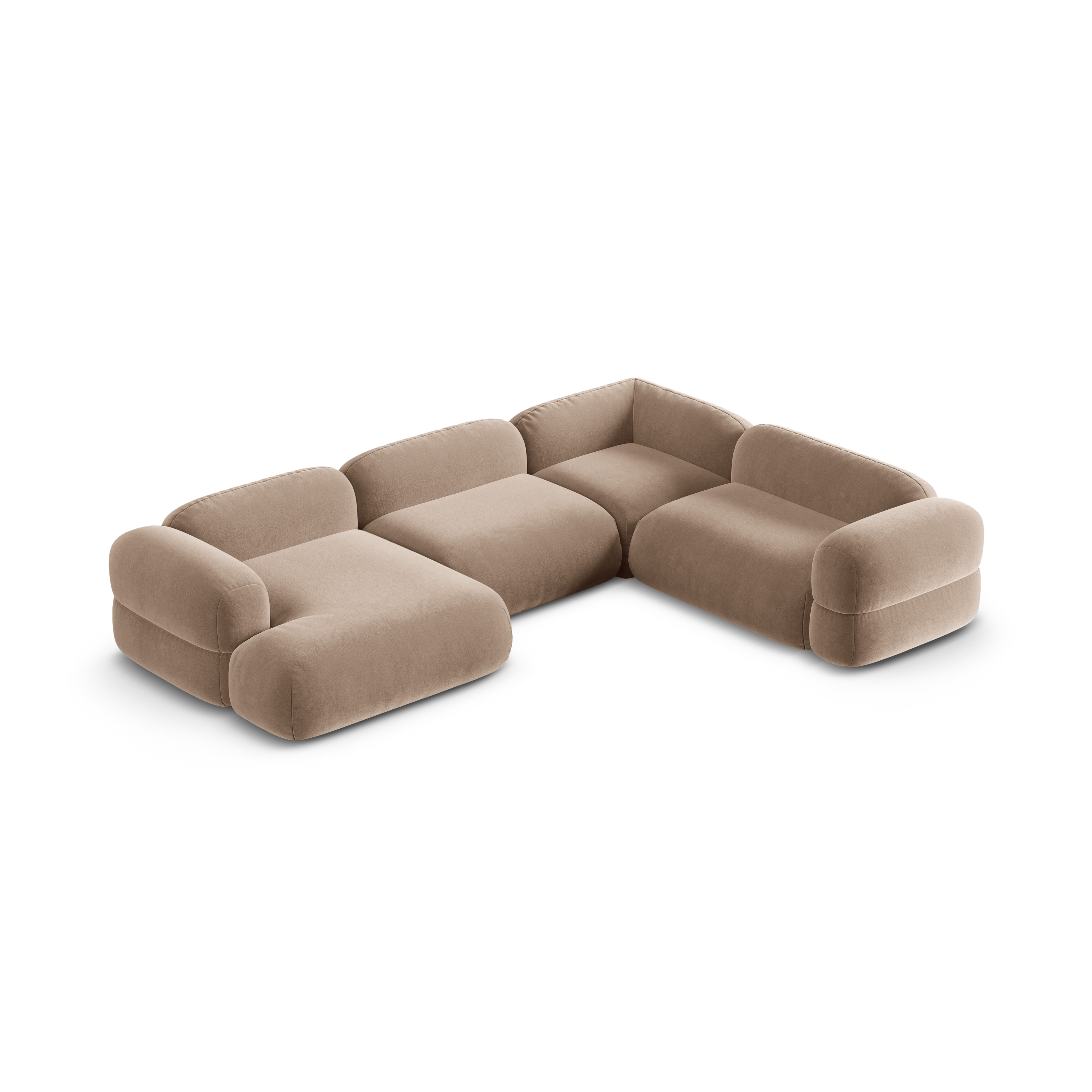Right-facing U-shaped velvet corner sofa ROGER in dark beige