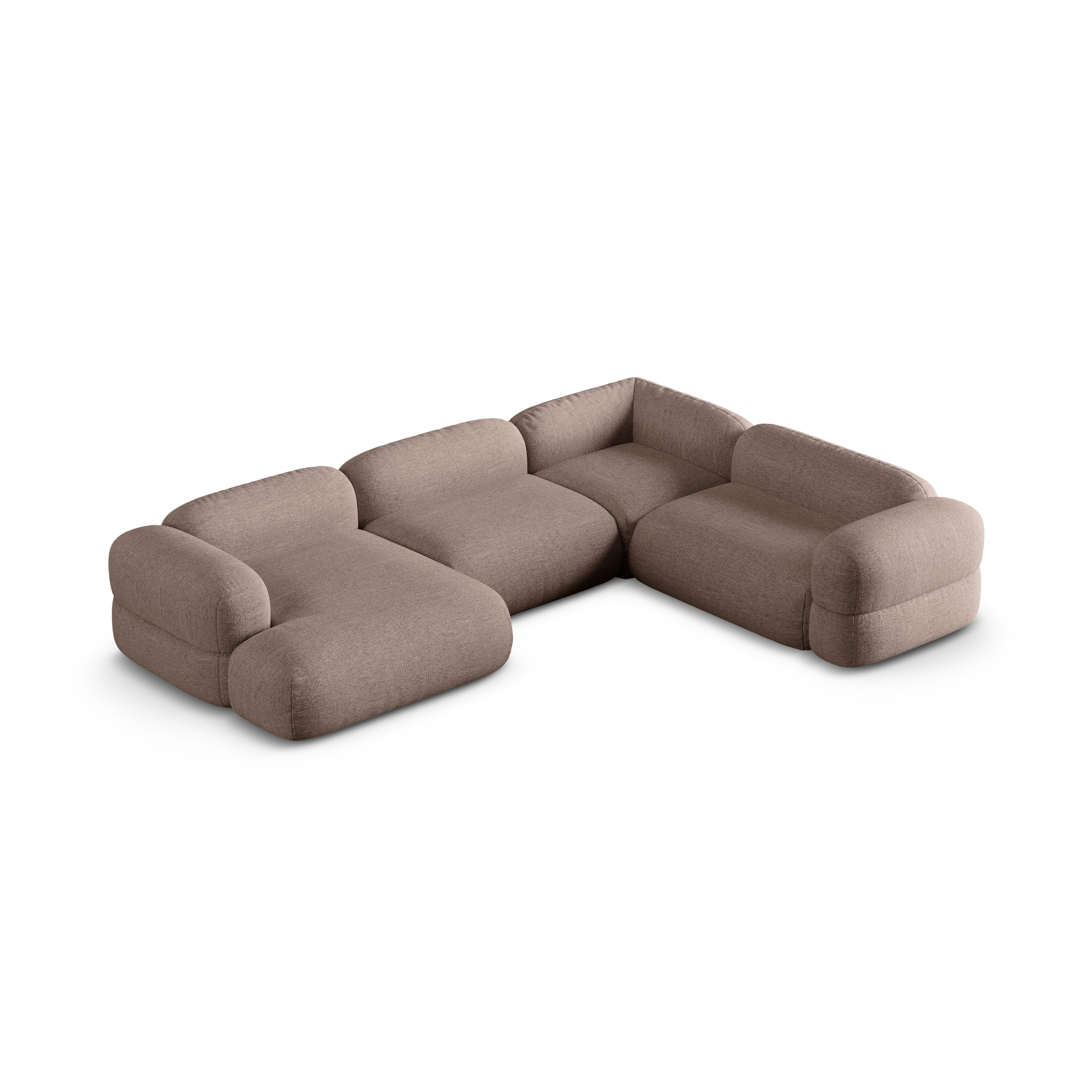 Right-facing U-shaped corner sofa ROGER cappuccino chenille