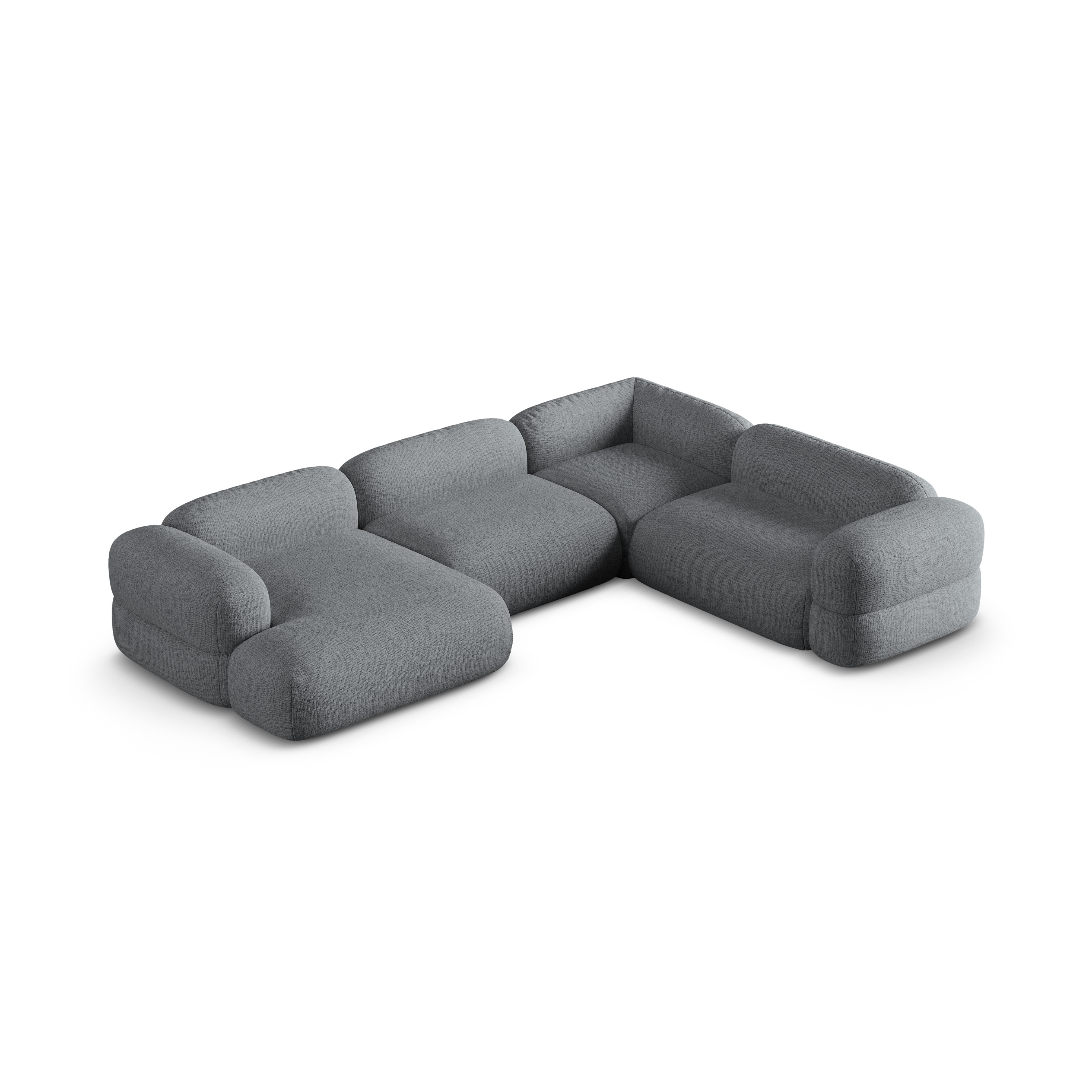 Right-facing U-shaped Corner Sofa ROGER gray chenille