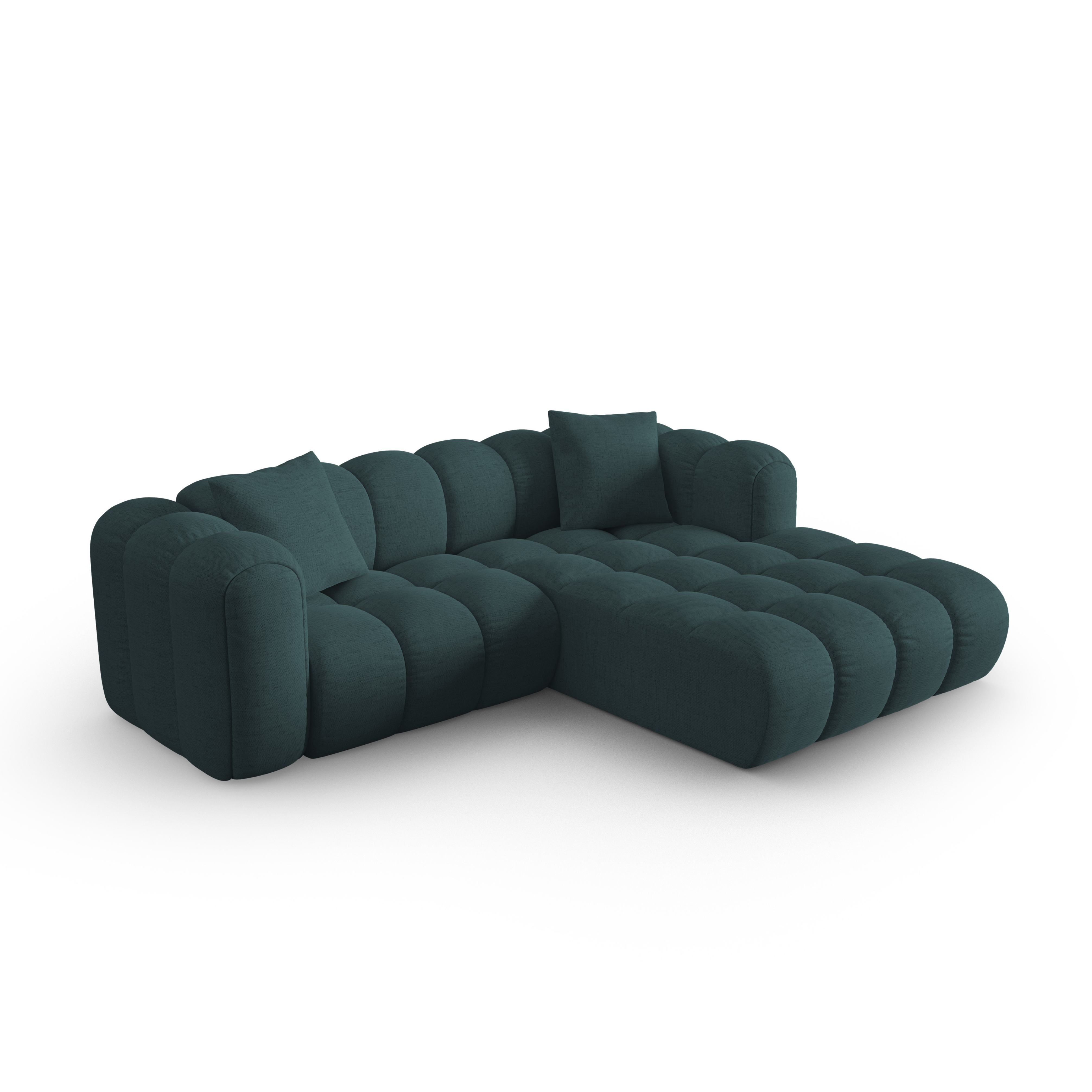 3-sitziges Ecksofa rechts ASTRO türkisfarbener Chenille