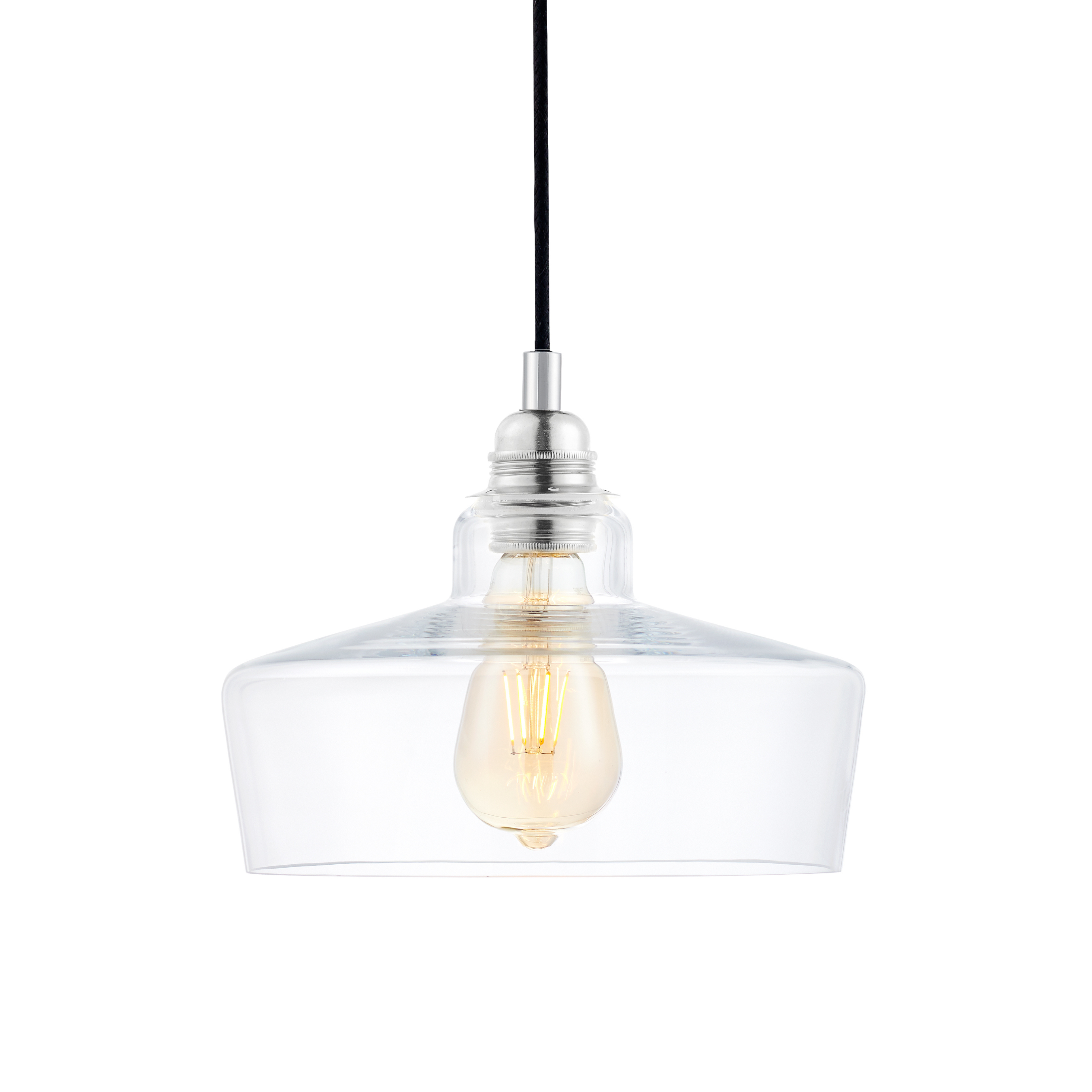 LONGIS III transparent pendant lamp with shiny chrome
