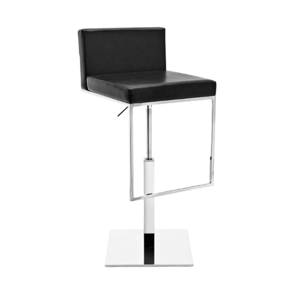 Barhocker EVEN PLUS mit schwarzem Sitz und verchromtem Gestell