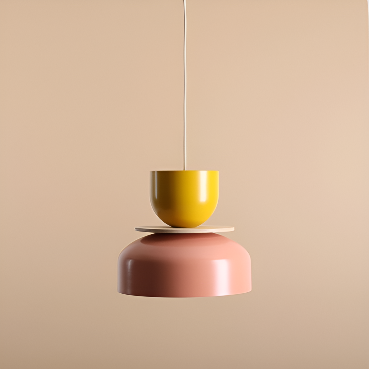 Hanging lamp uto yellow with coral