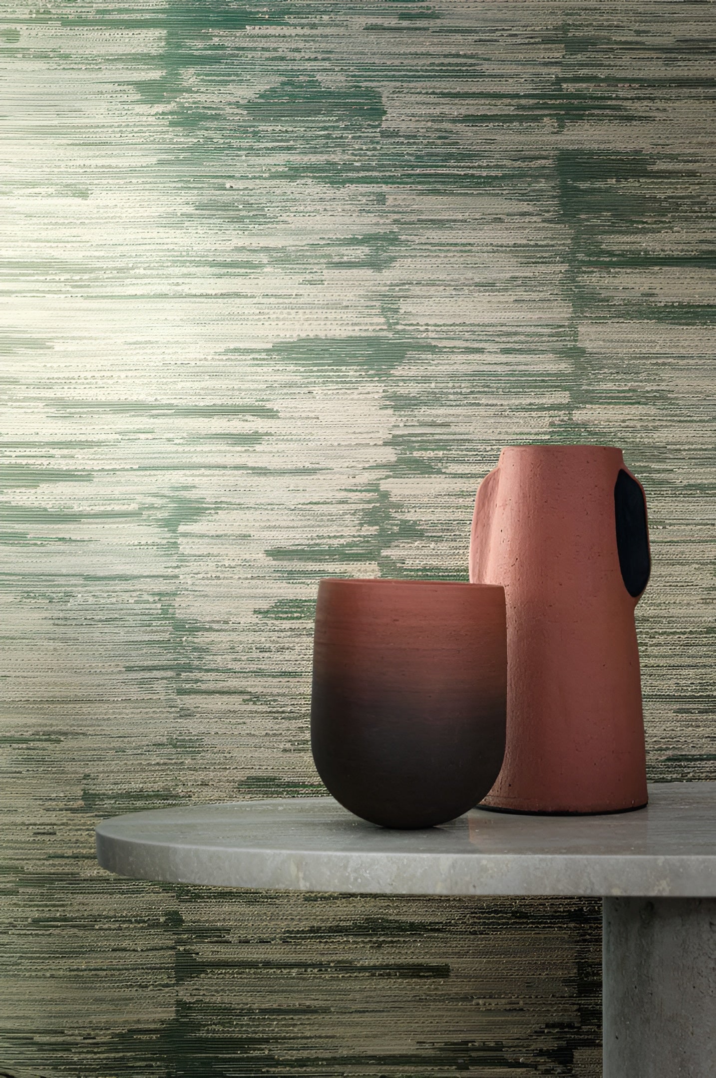 Strukturierte Textiltapete mit Streifen ALCHEMILLA - BLEU DEAUVILLE/GRIS NUAGE blau mit beige