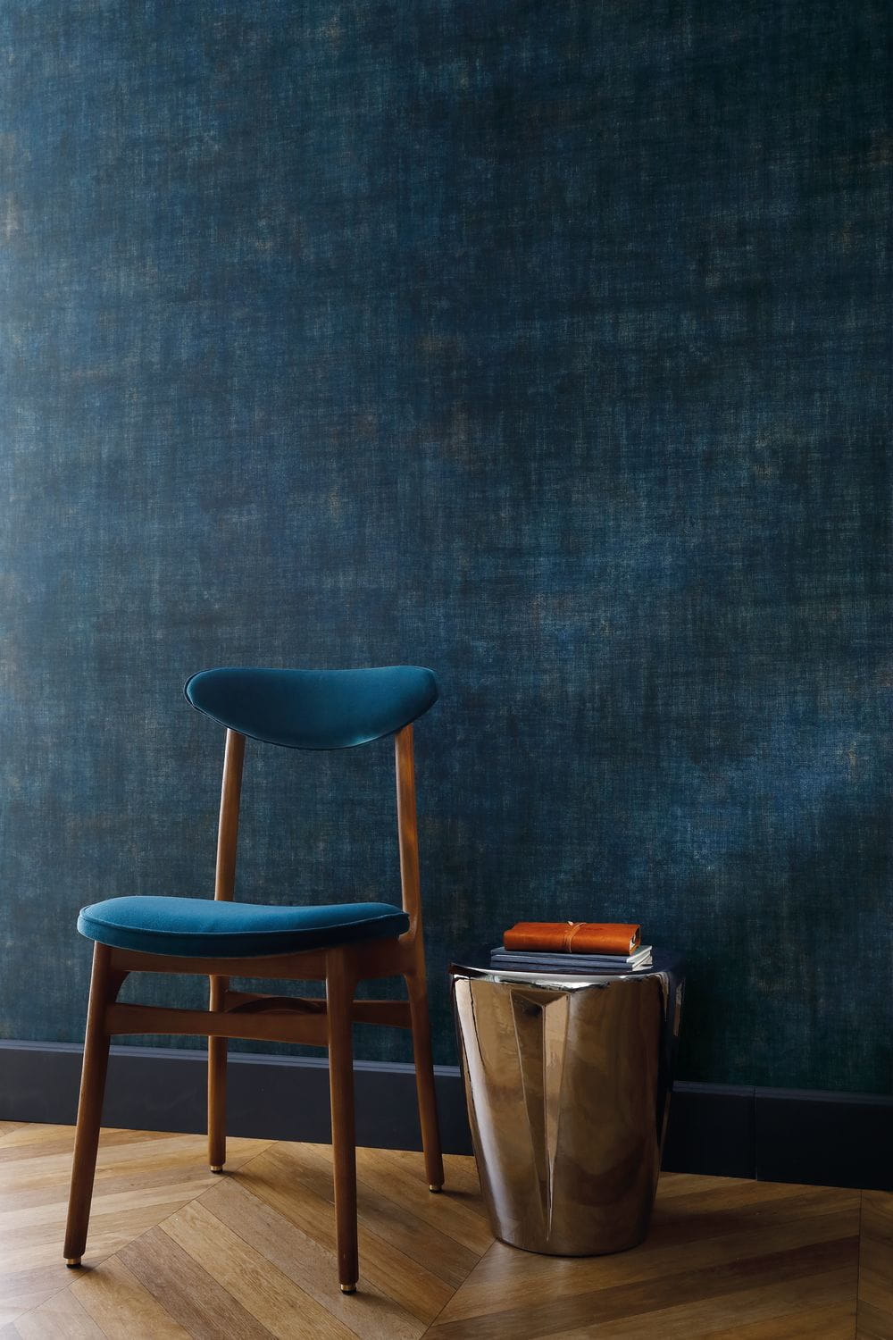 Leinwandimitierende Tapete ISIS - HELLGRÜN mit Blau und Gelb