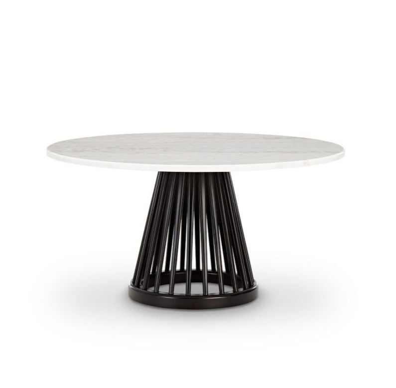 Coffee table fan white marble with a black base