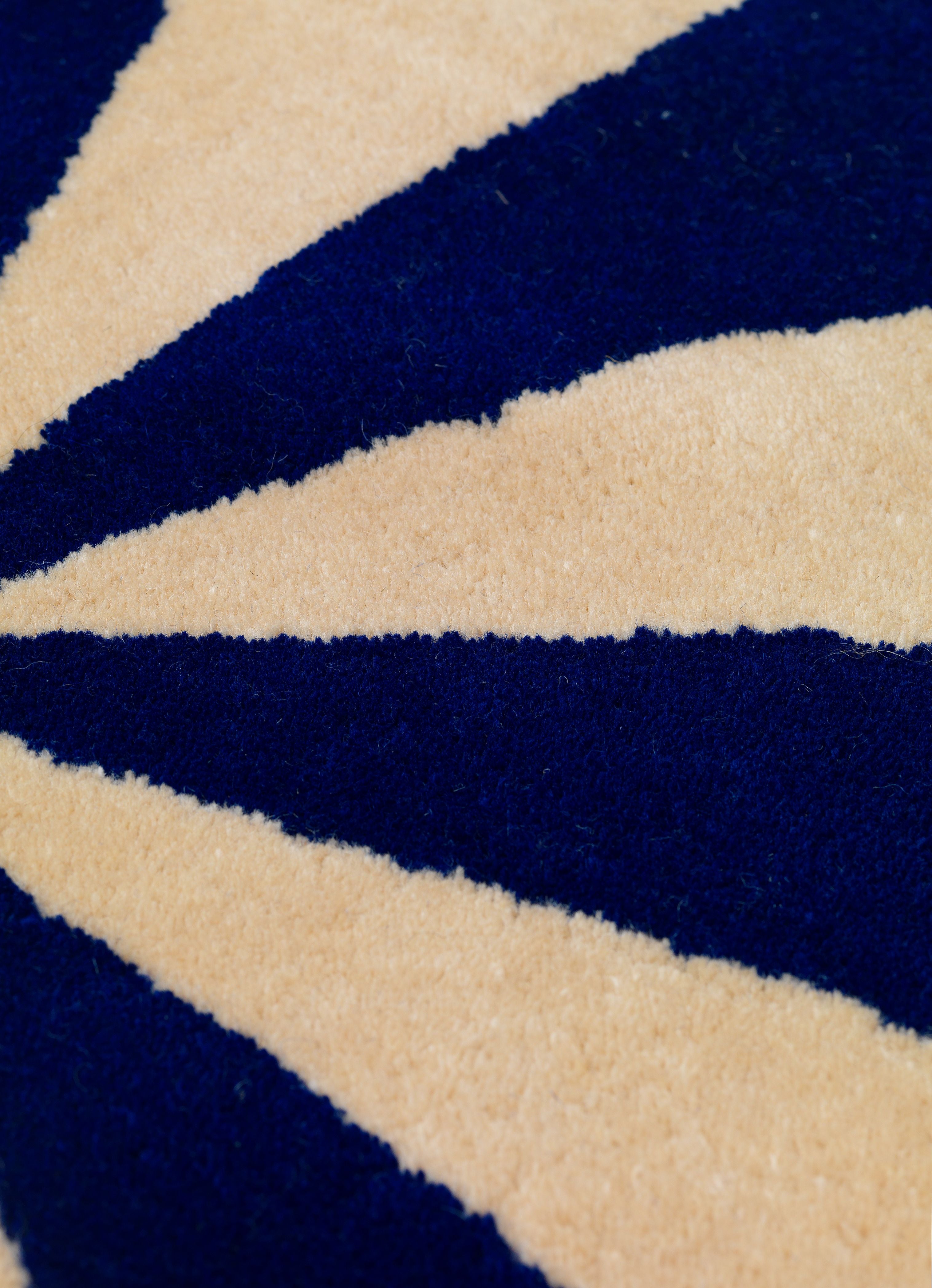 Round rug ARCH blue with beige