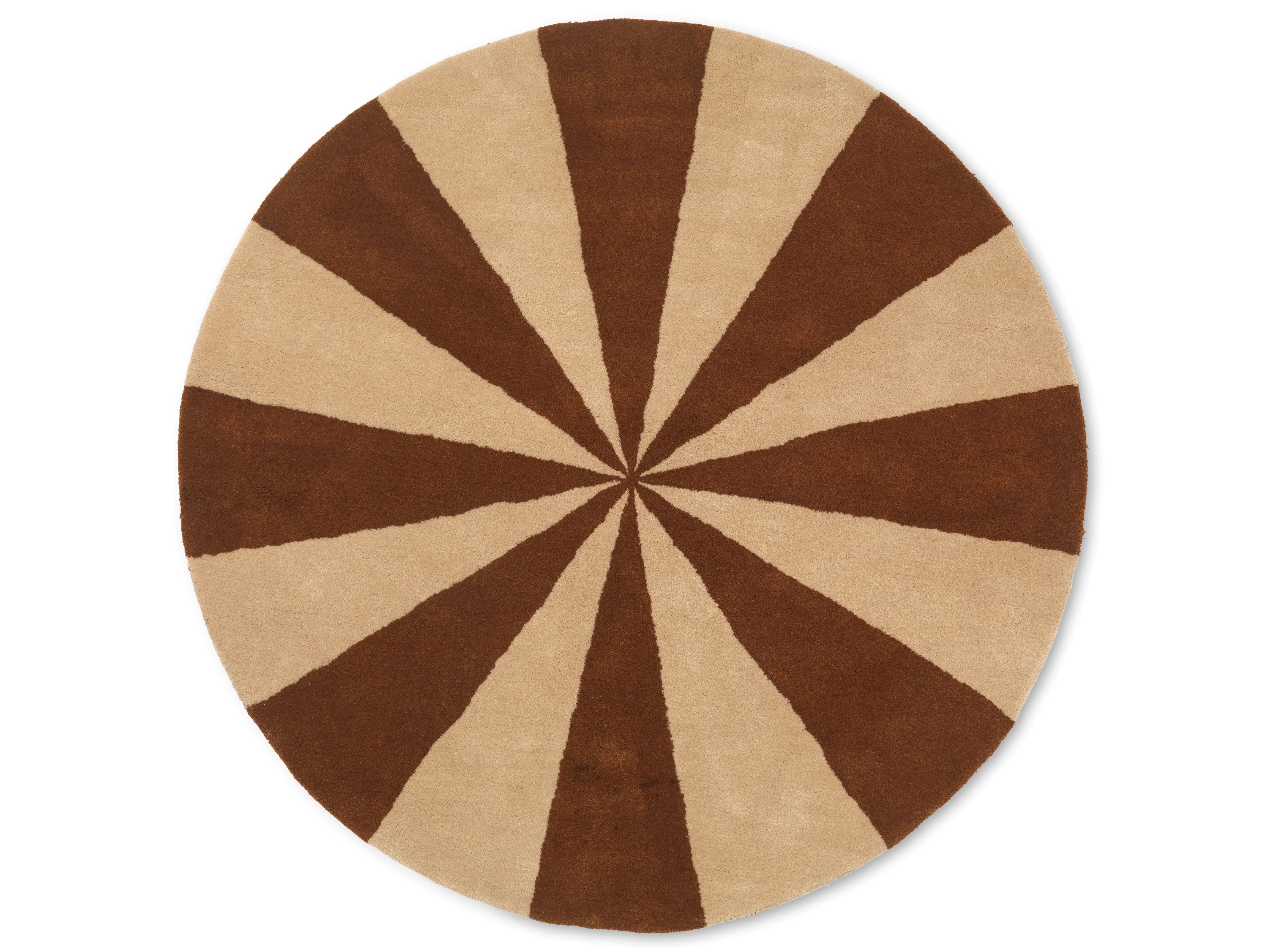 ARCH runder Teppich Ziegel mit Dunkelbeige
