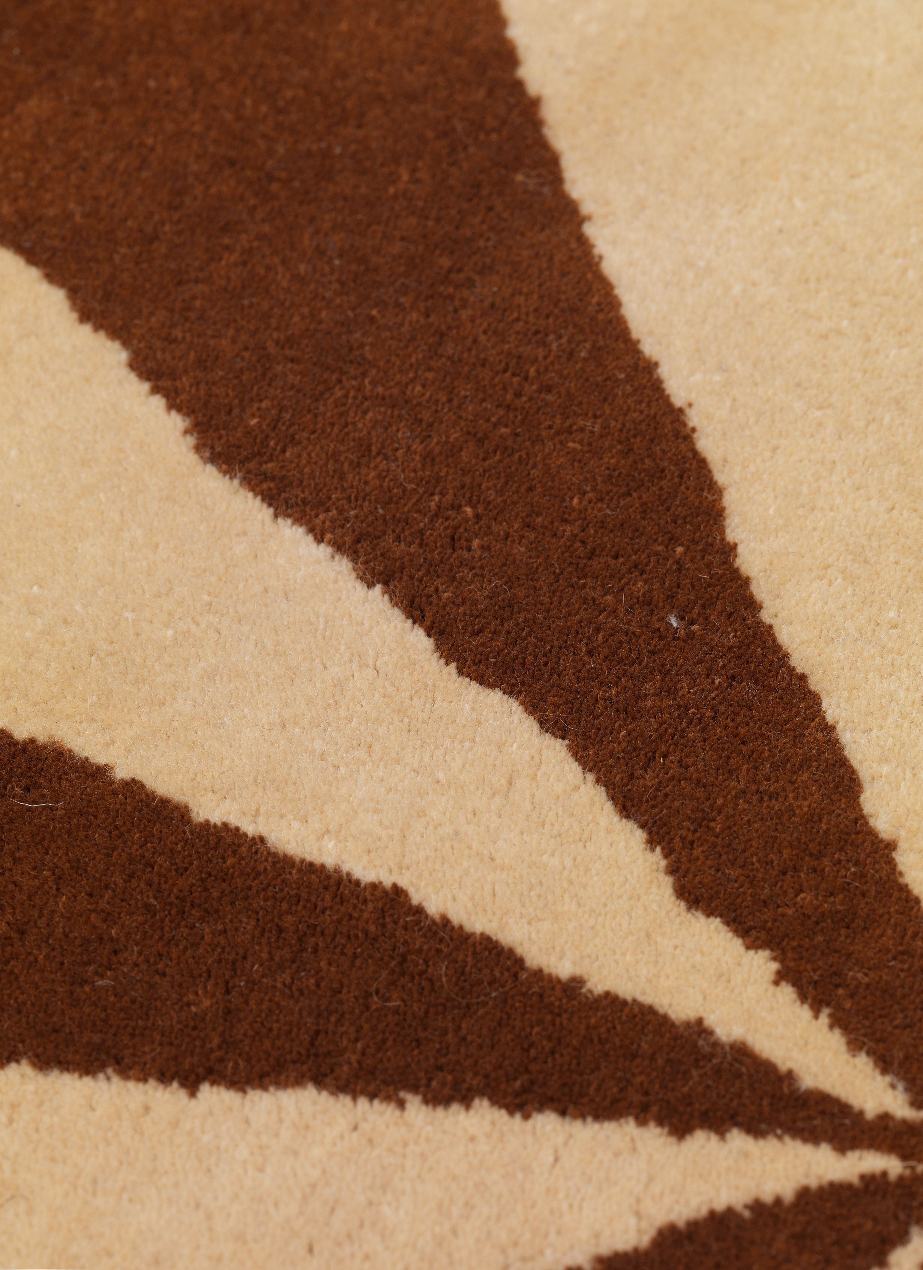 ARCH runder Teppich Ziegel mit Dunkelbeige