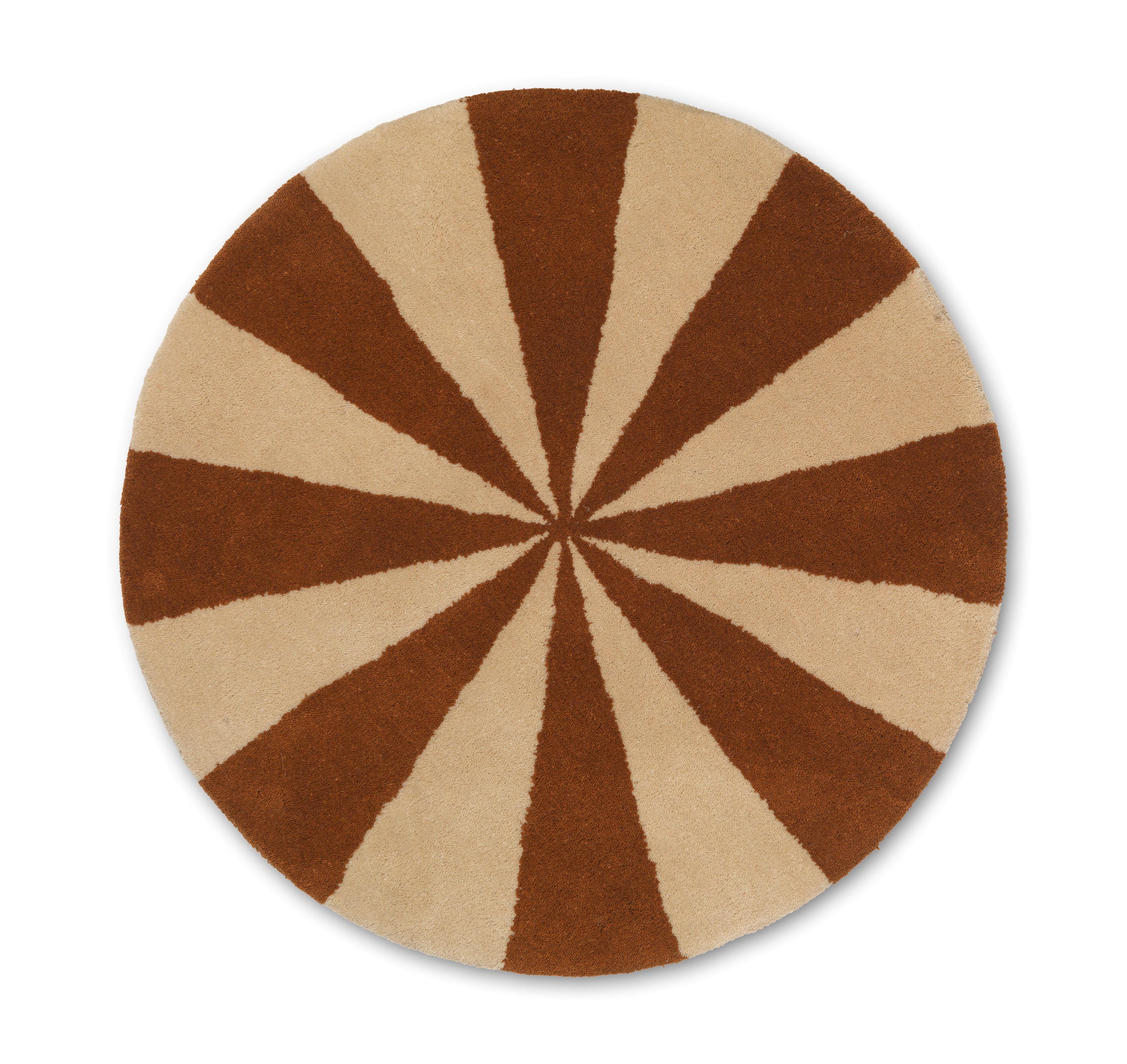 ARCH runder Teppich Ziegel mit Dunkelbeige
