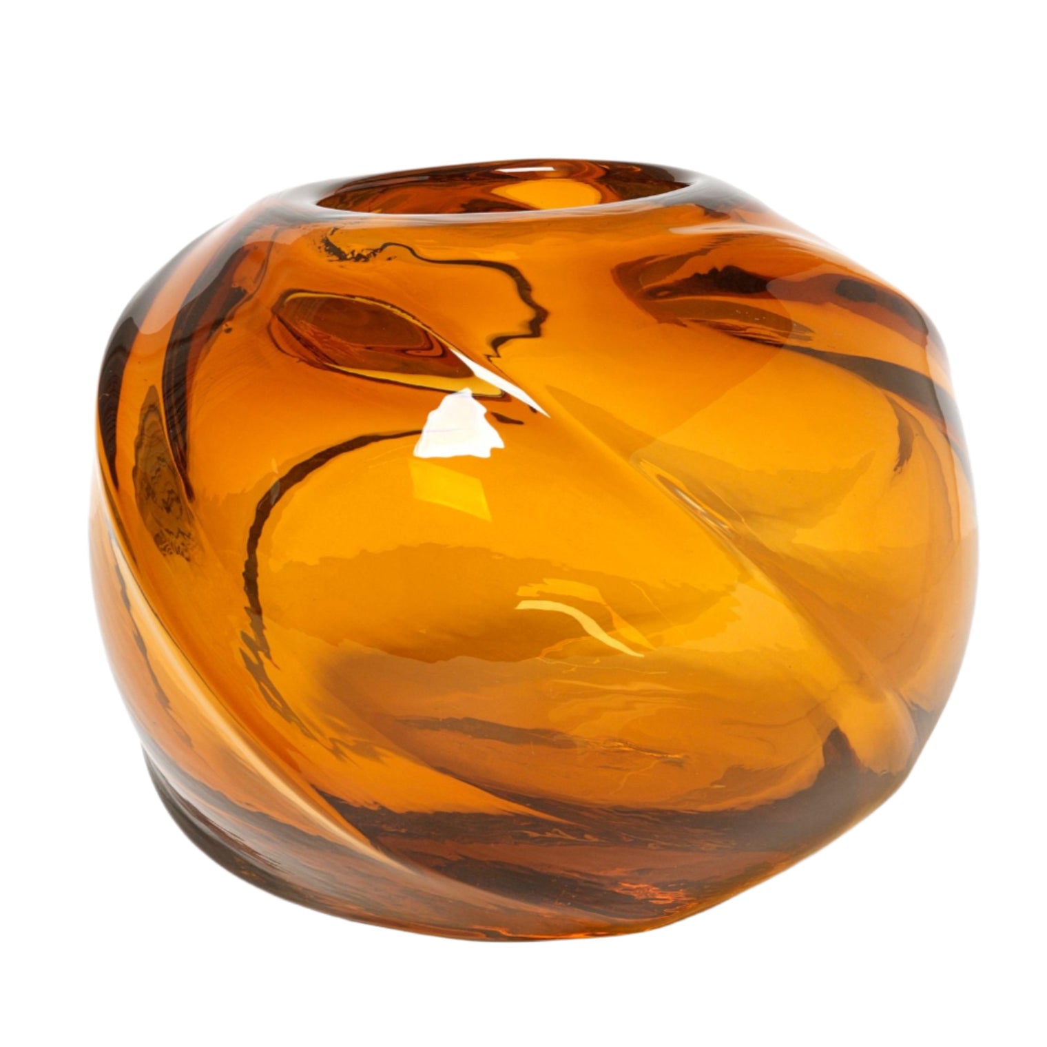 WATER ROUND SWIRL Vase bernsteinfarben
