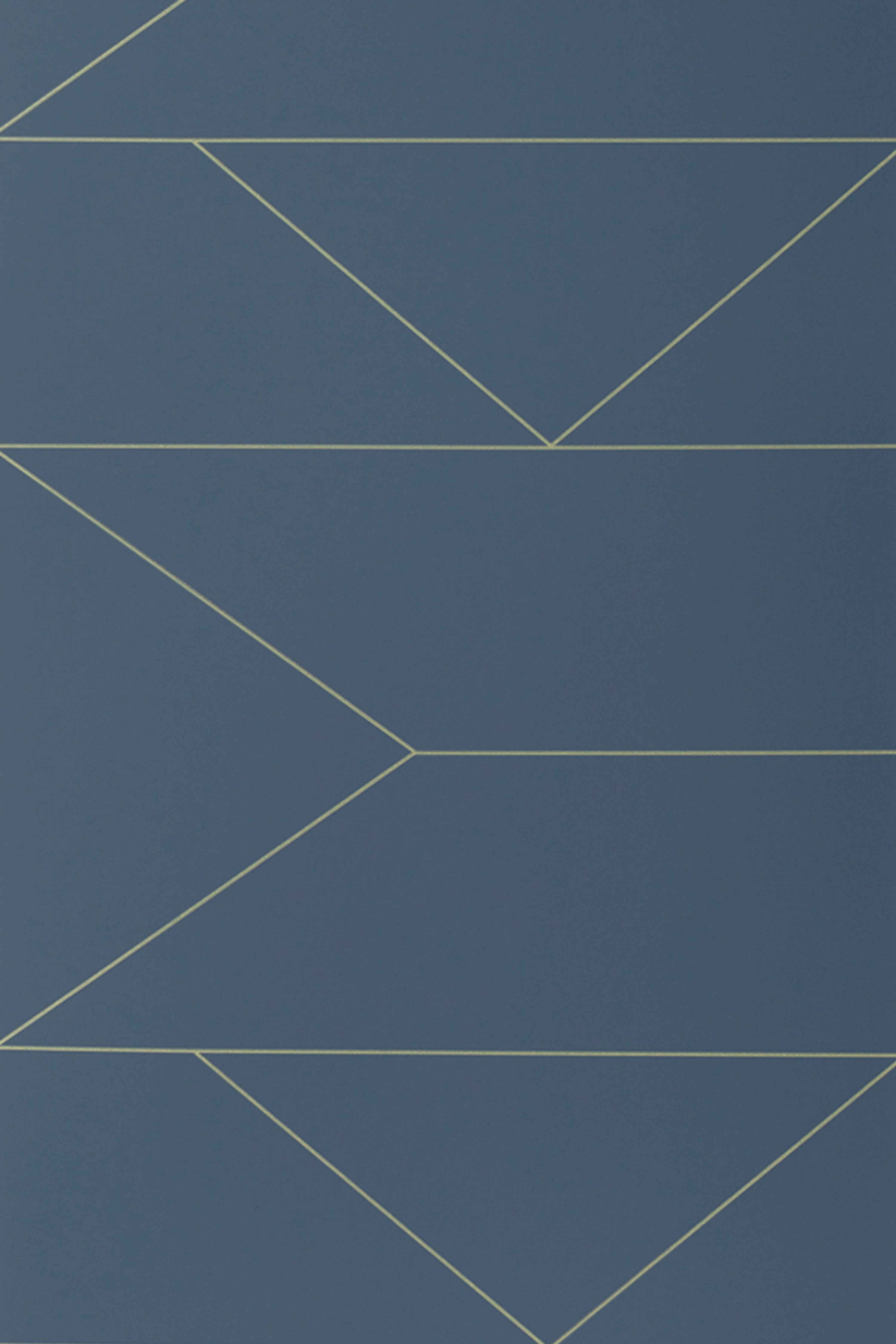 Tapete LINES Dunkelblau mit Gold