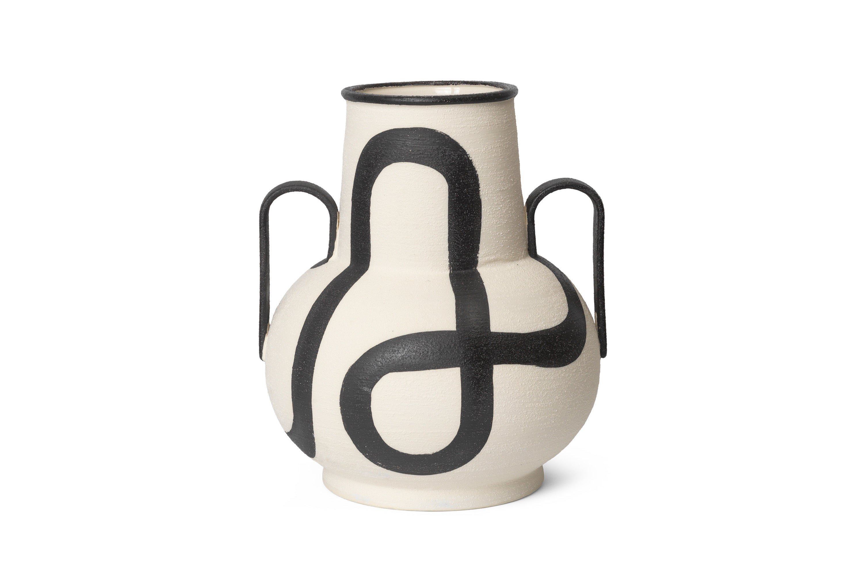 TRACE Vase cremeweiß mit schwarzem Muster