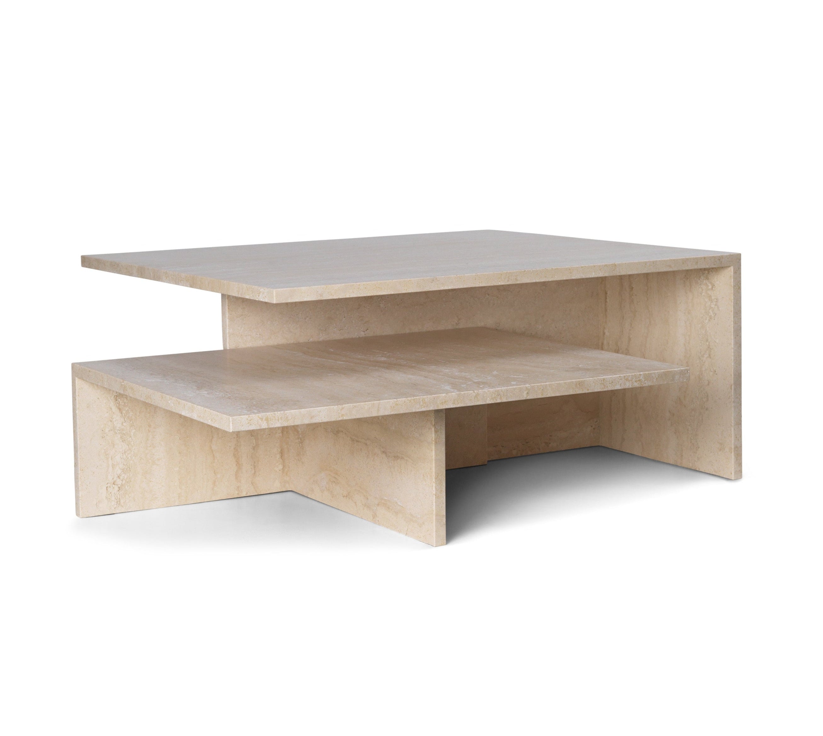 DISTINCT GRANDE DUO Travertin Couchtisch-Set