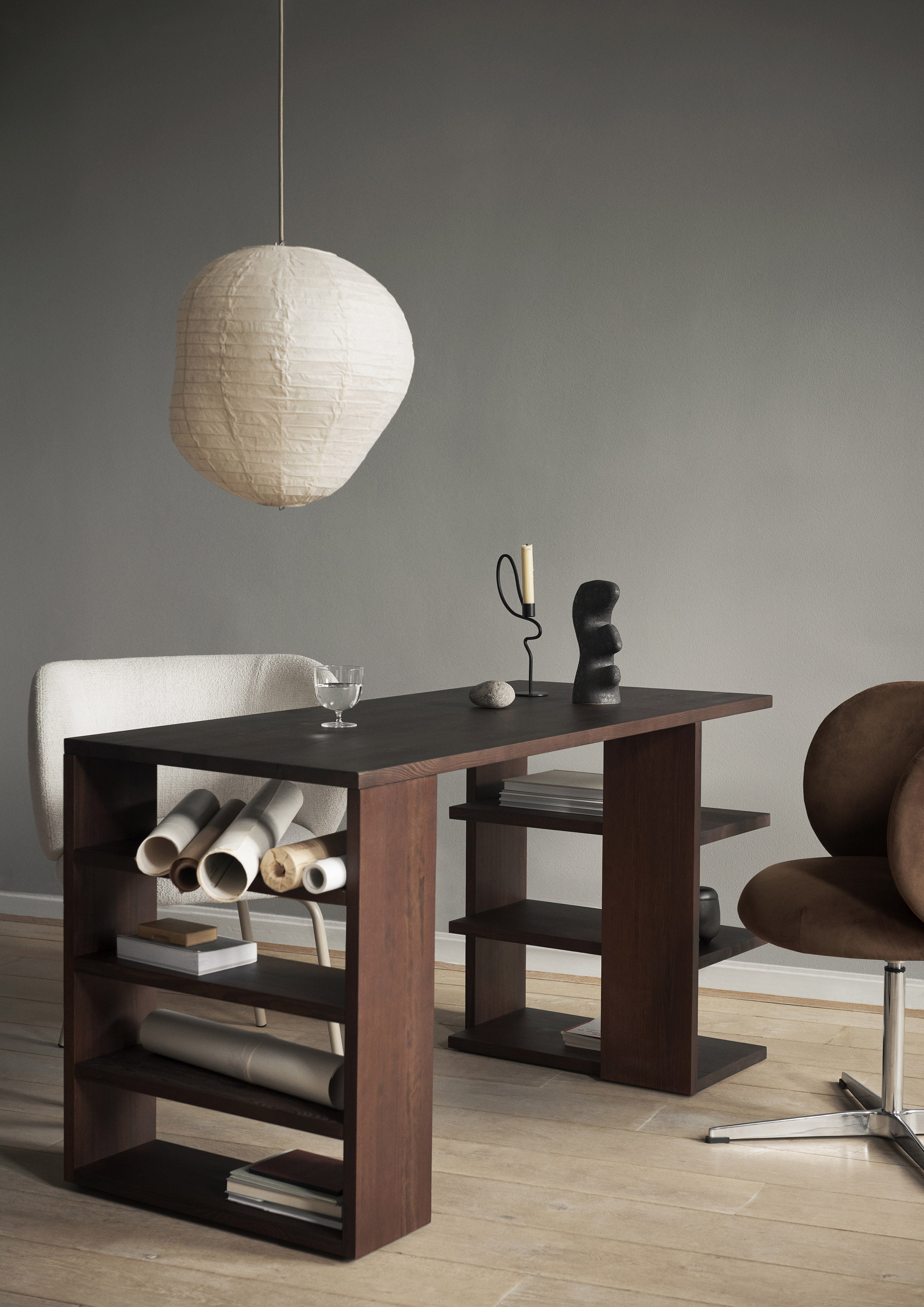 Edre Desk Dunkelbraun Kiefer Holz