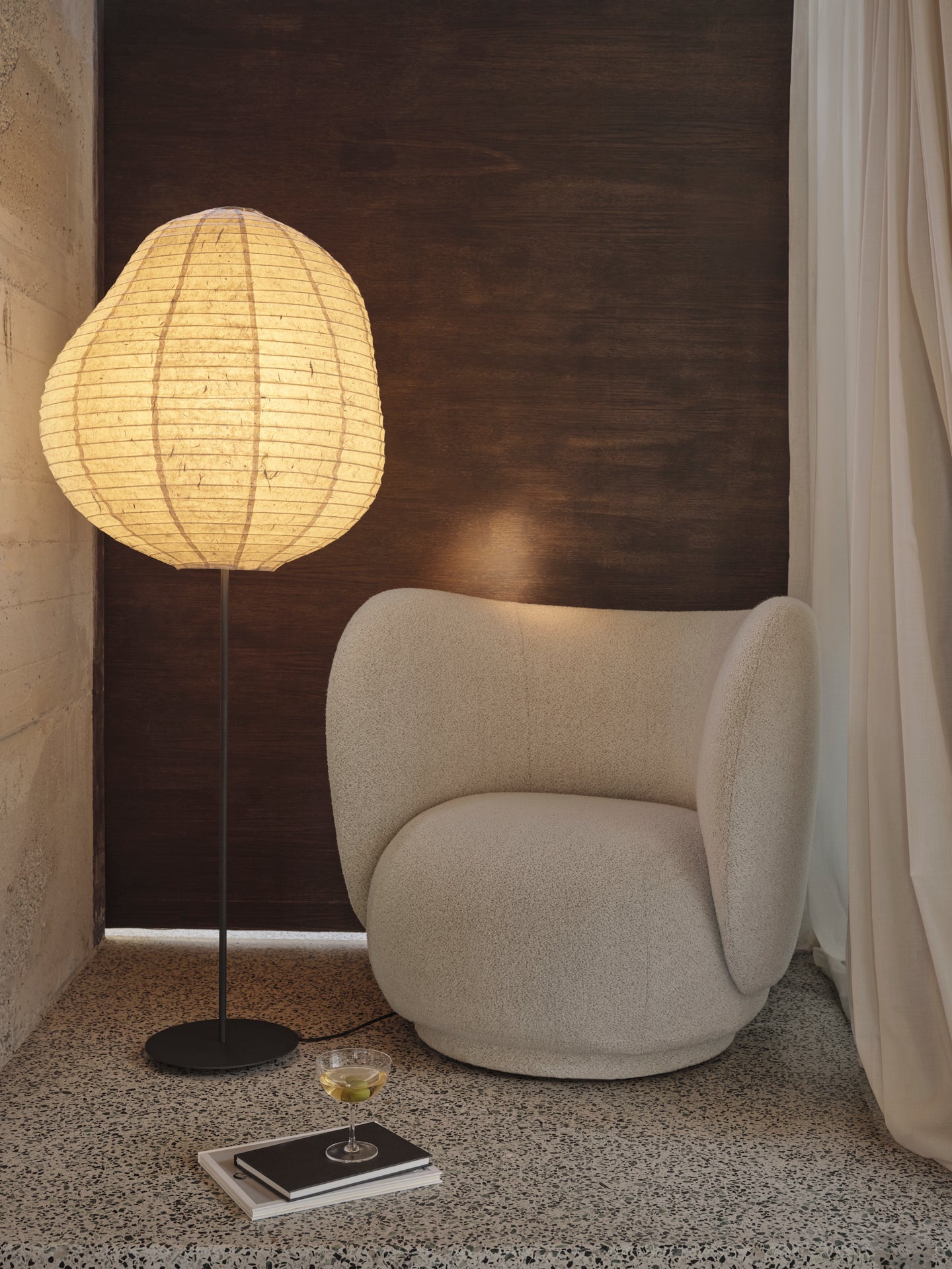 Rico lounge boucle sand armchair