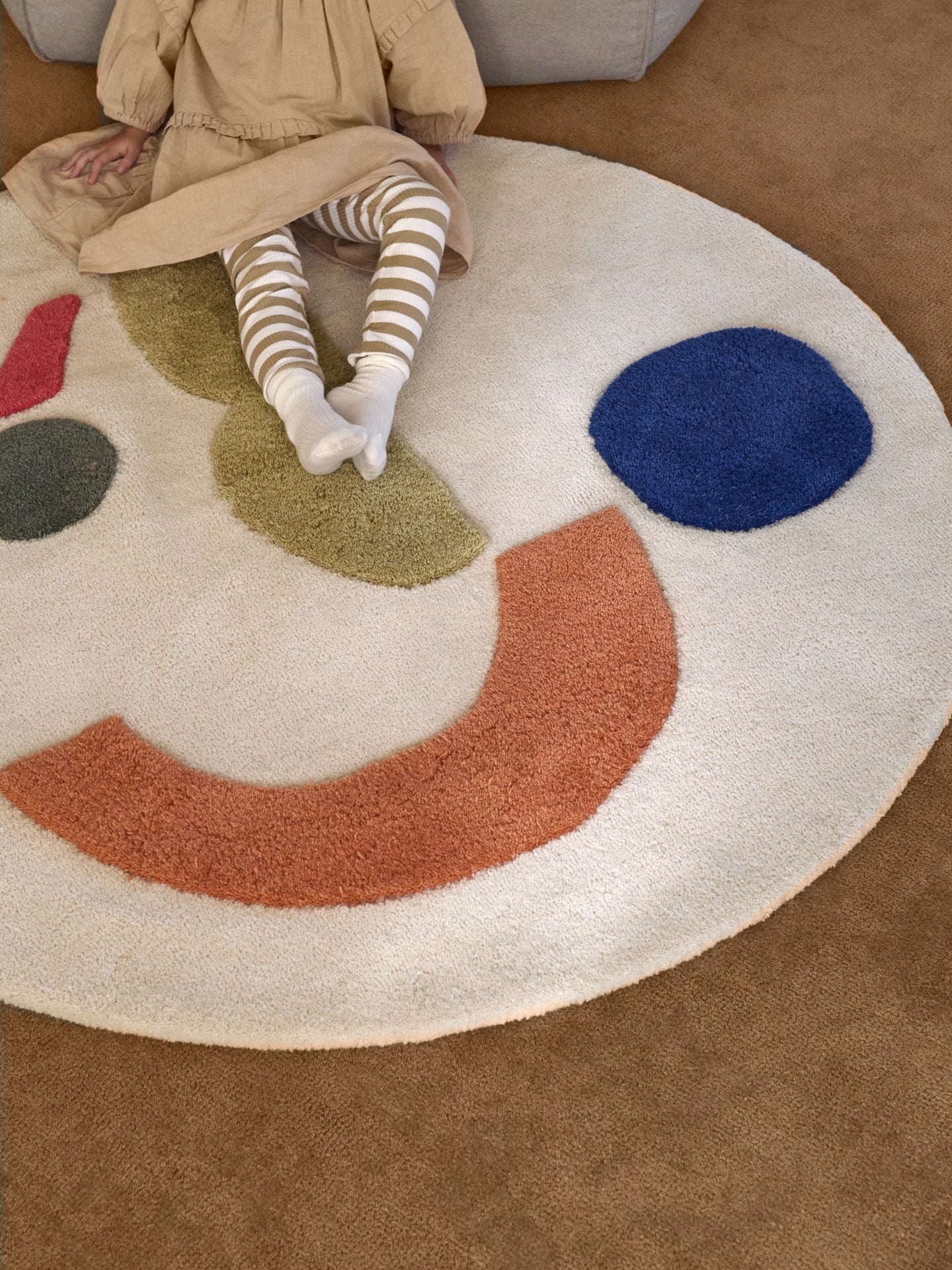 Kinderteppich rund PANTO beige
