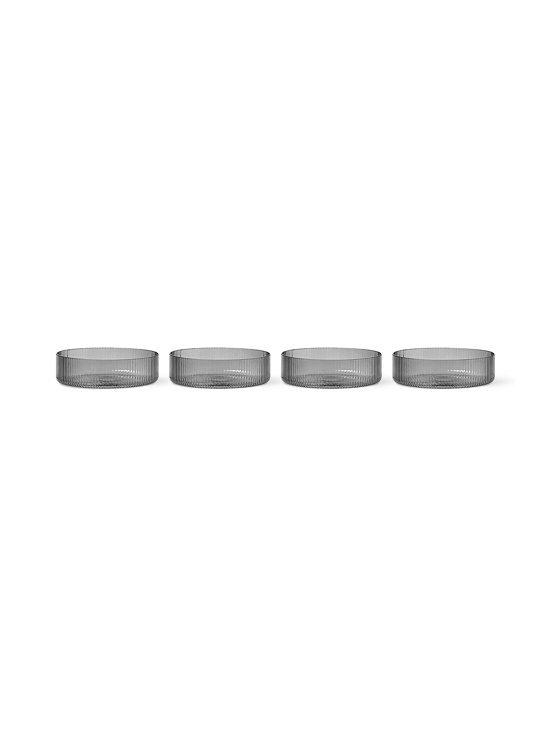 Set von Schalen RIPPLE rauchiges Glas