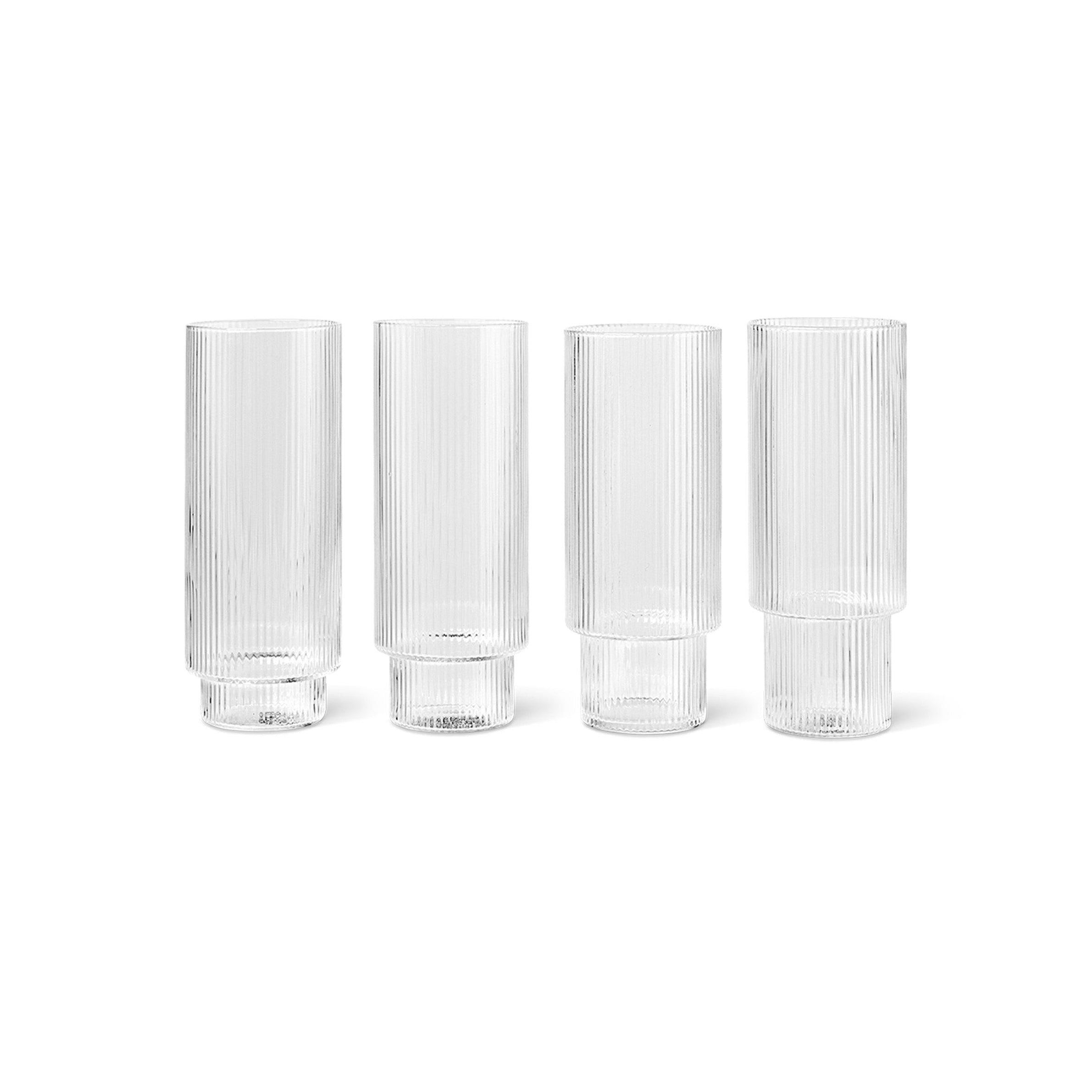 Ripple Long Drink Cocktail Glass Set Hand-Blown Glass