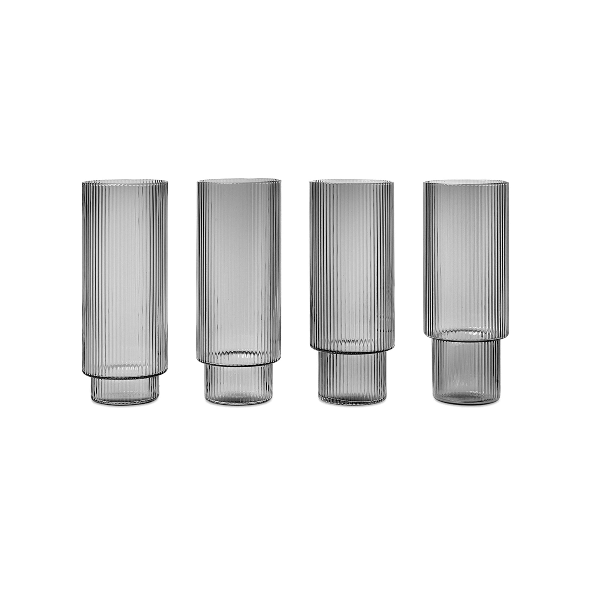 Set von Cocktailgläsern RIPPLE LONG DRINK rauchiges Glas