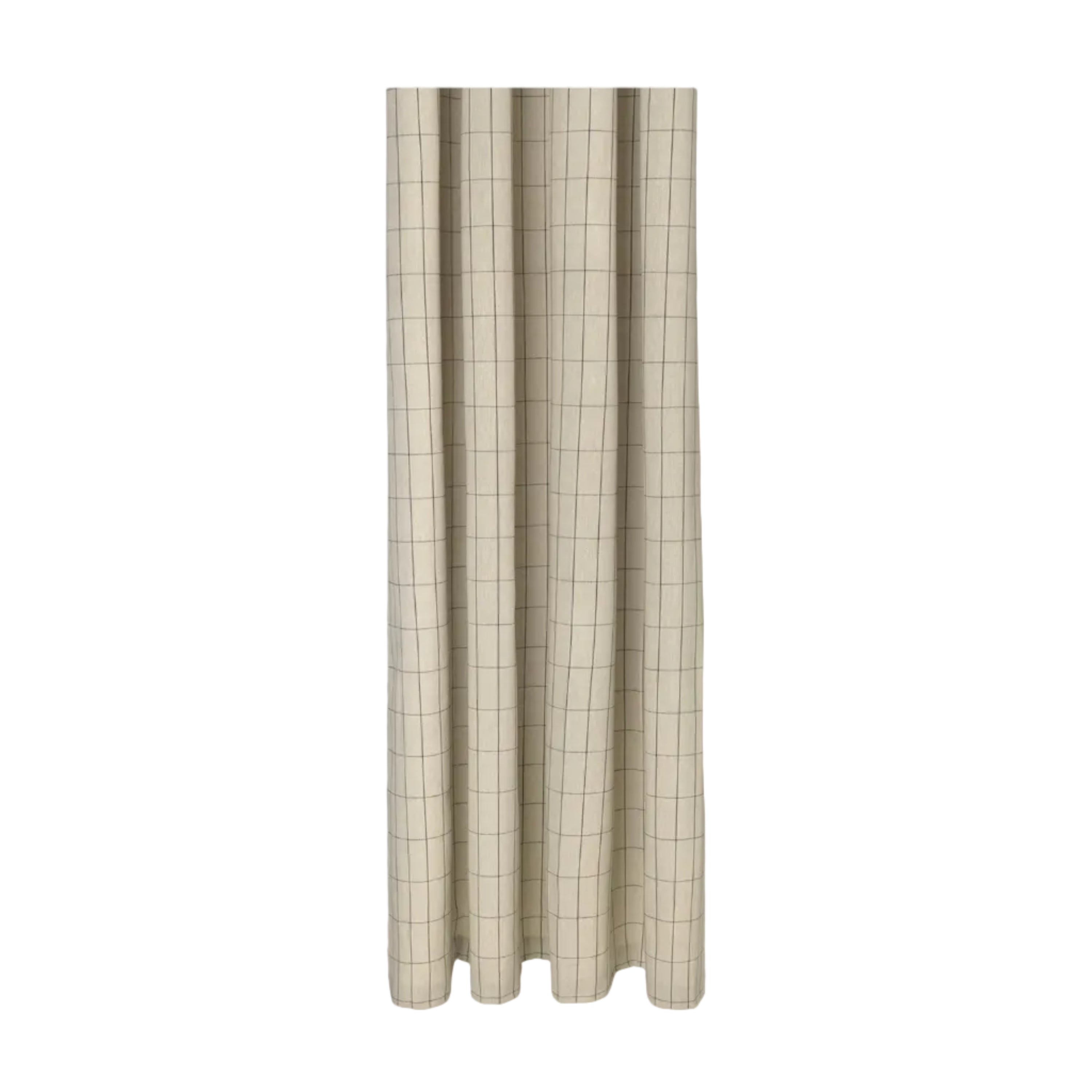 Duschvorhang CHAMBRAY beige mit schwarzem Karomuster