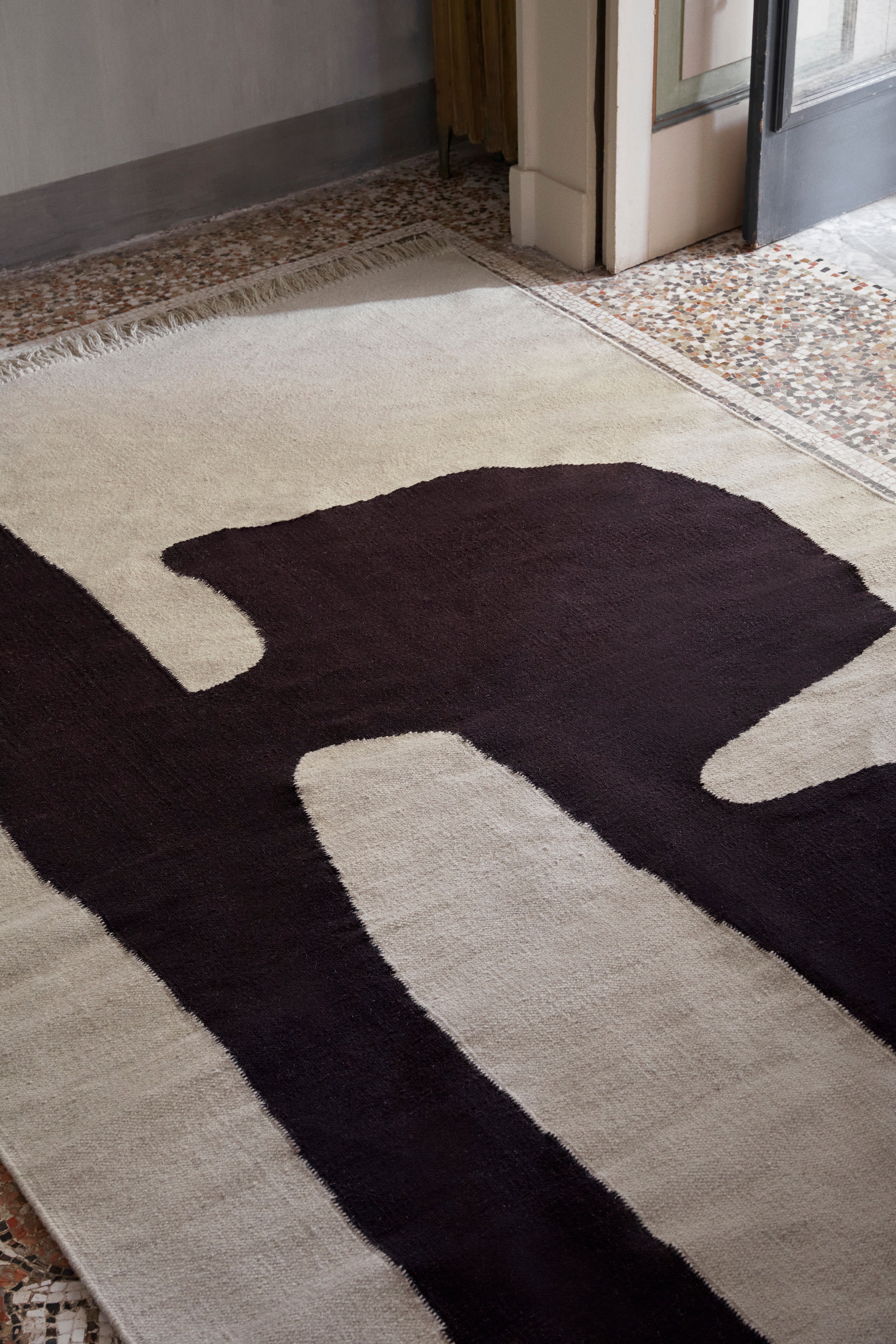 KELIM LAY brown rug with beige