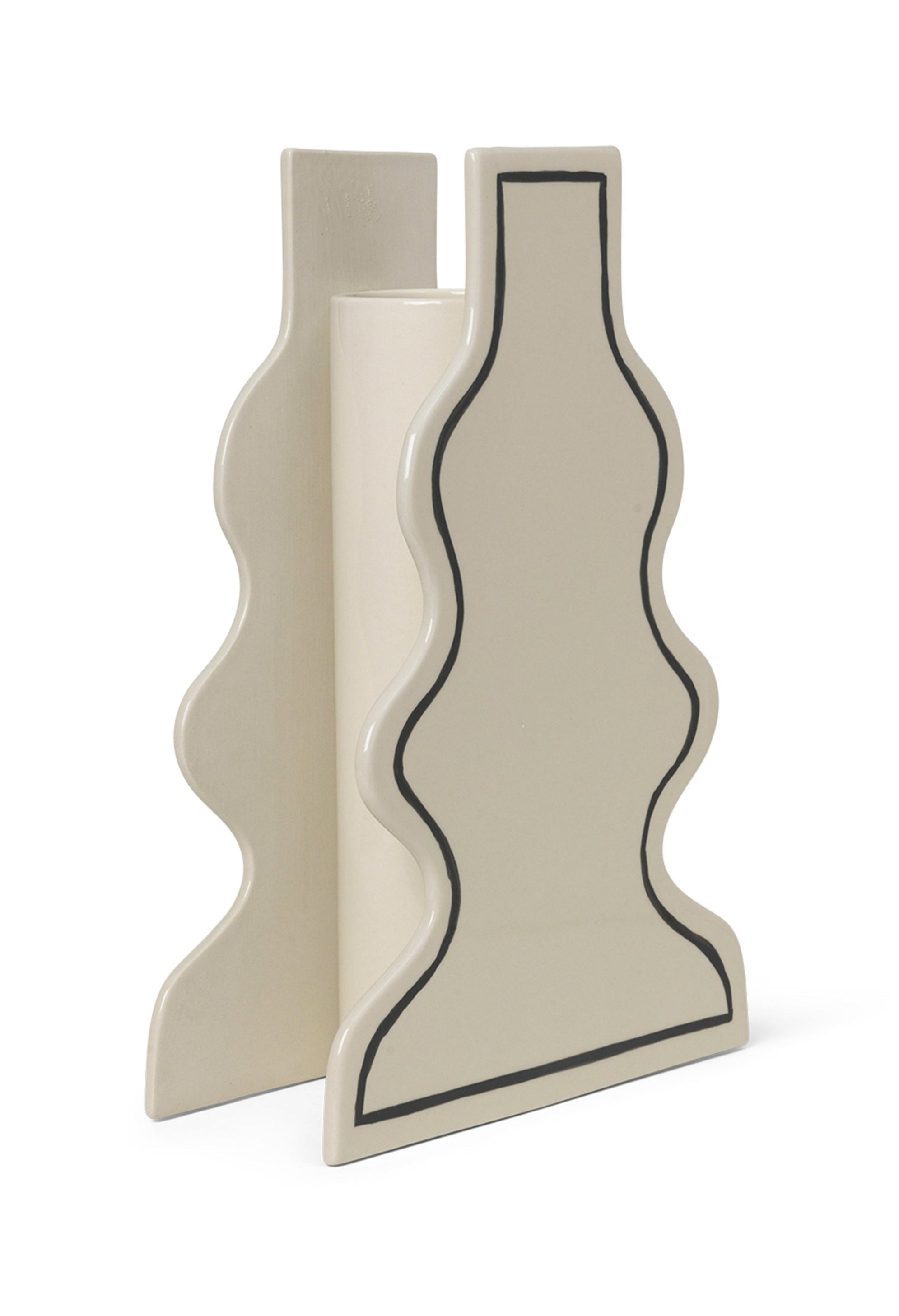 PASTE VASE CURVY Vase cremeweiß mit schwarzem Muster