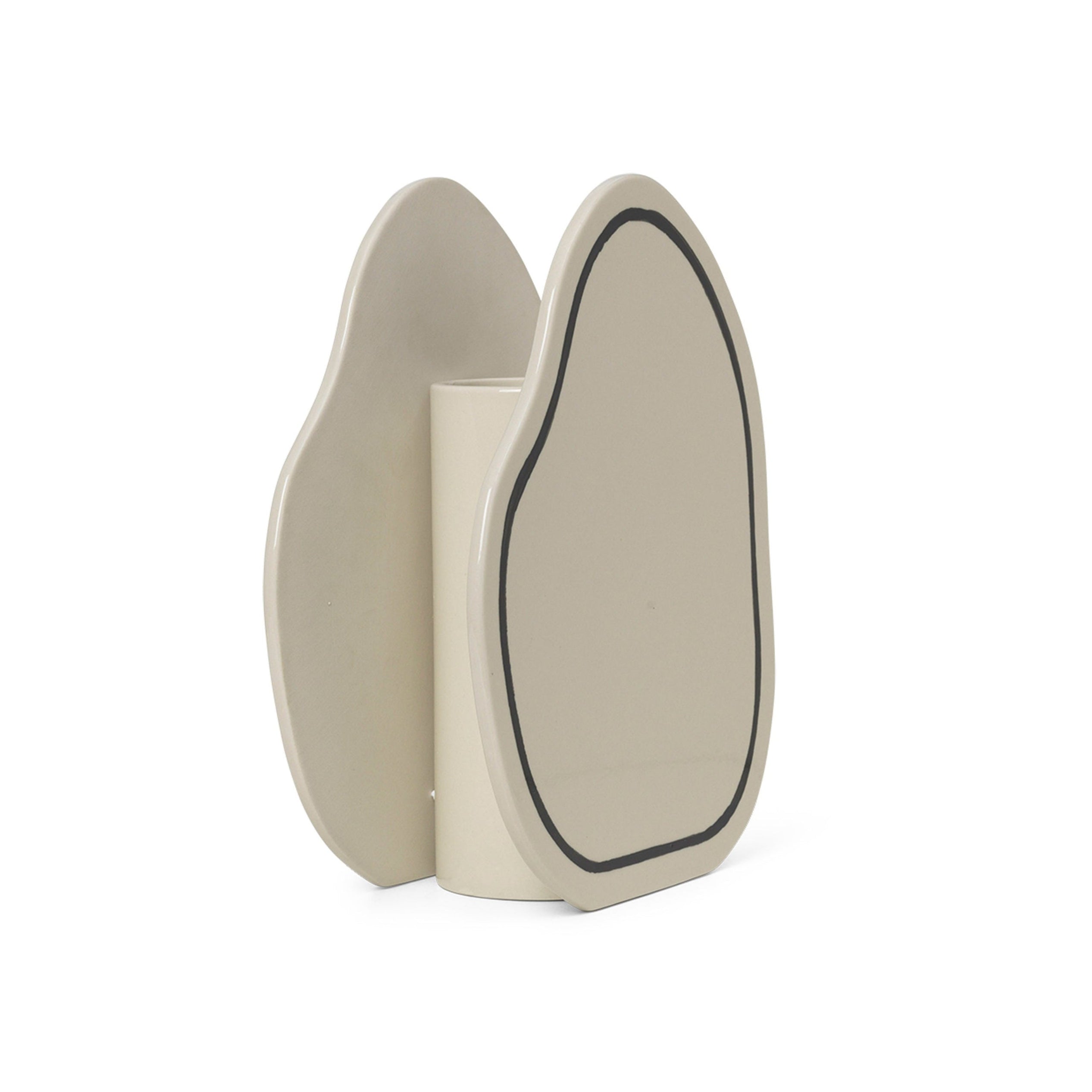 PASTE VASE ROUNDED Vase cremeweiß mit schwarzem Muster