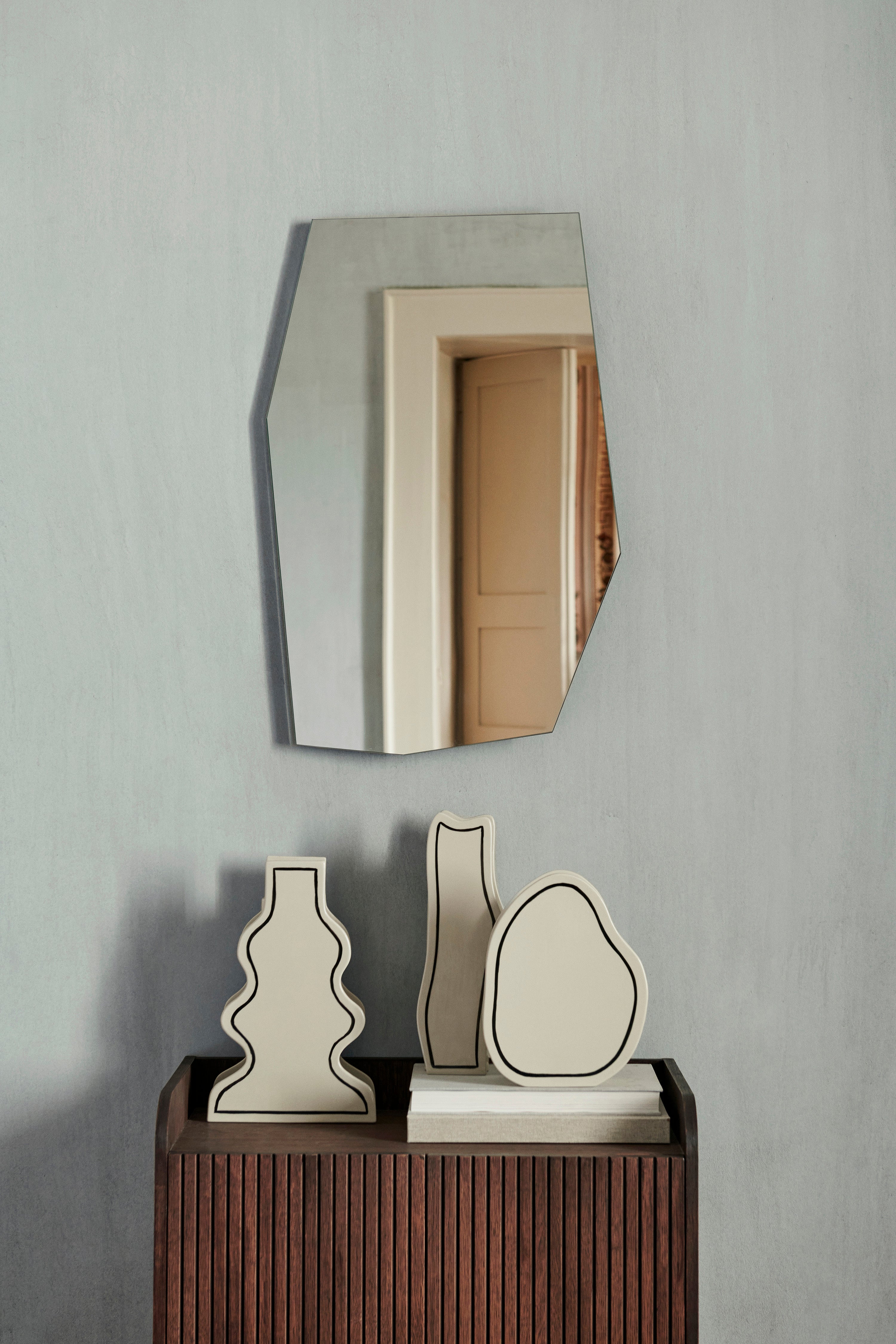 PASTE VASE CURVY Vase cremeweiß mit schwarzem Muster