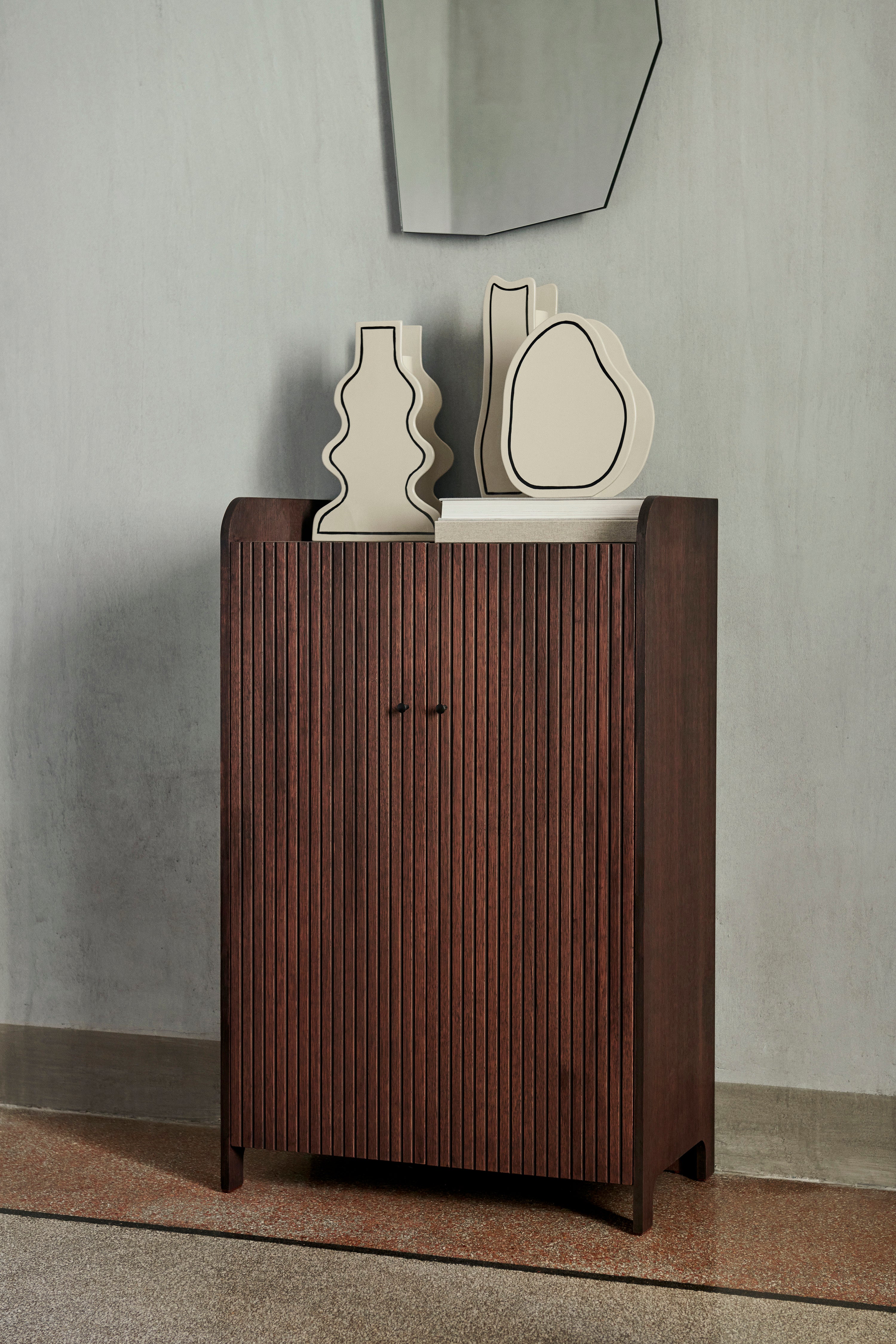 PASTE VASE ROUNDED Vase cremeweiß mit schwarzem Muster