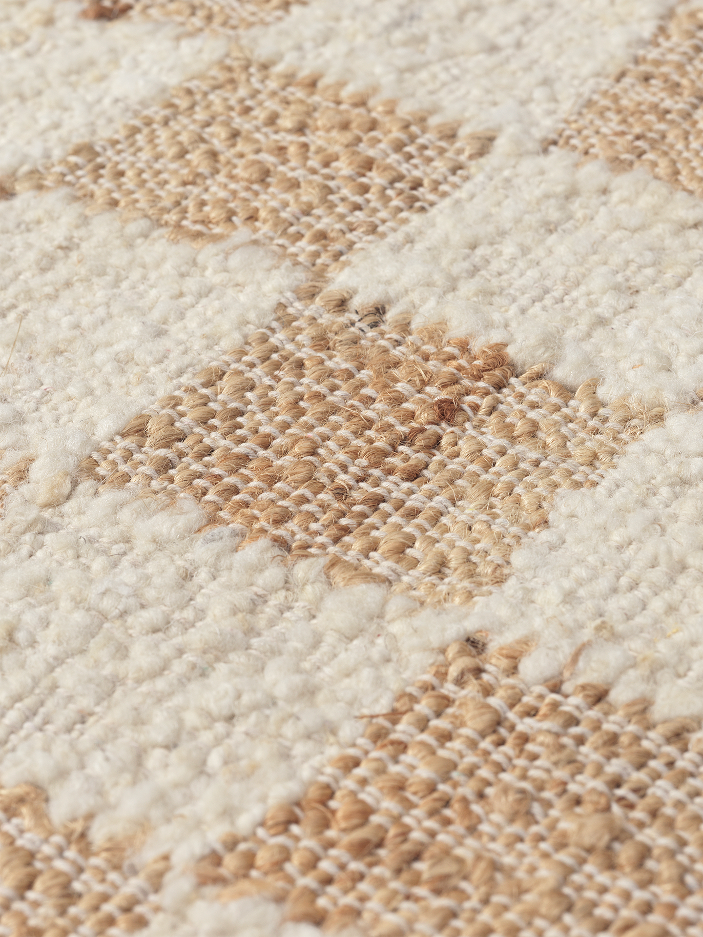 CHECK beige wool-jute rug