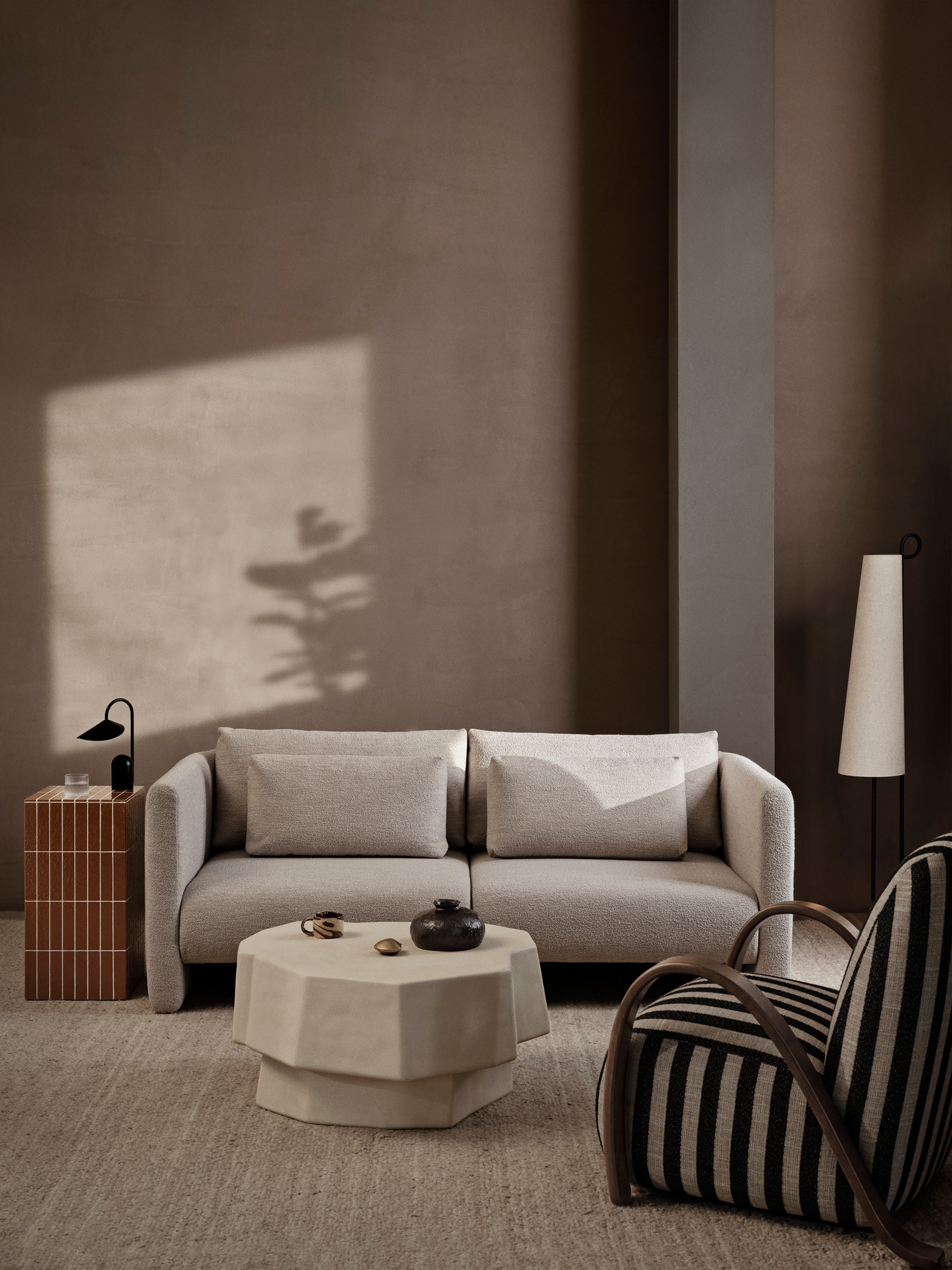 Dase modulares Sofa - links -handlich weicher Bouclé Beige
