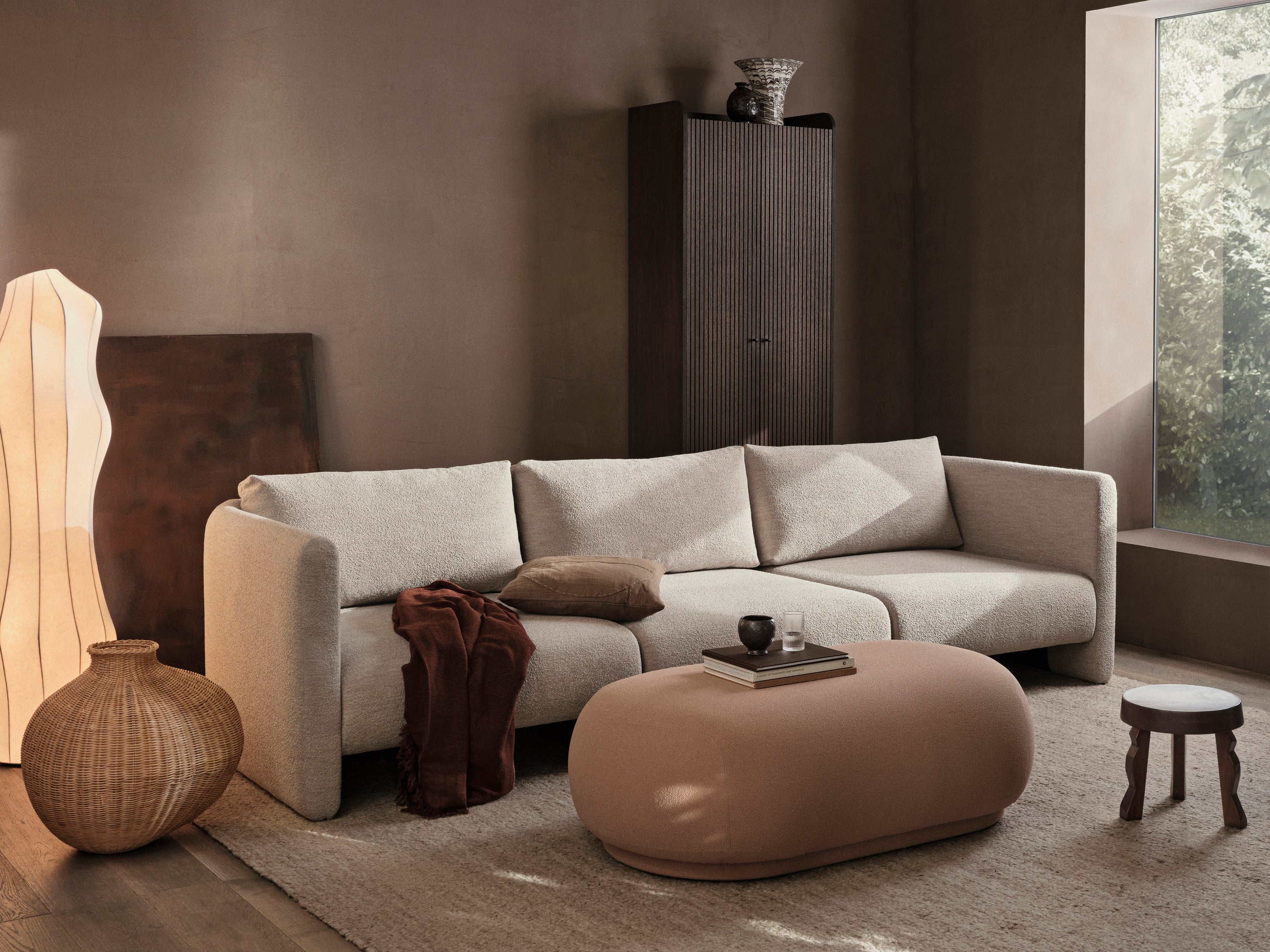 Rico faded velvet gray ottoman