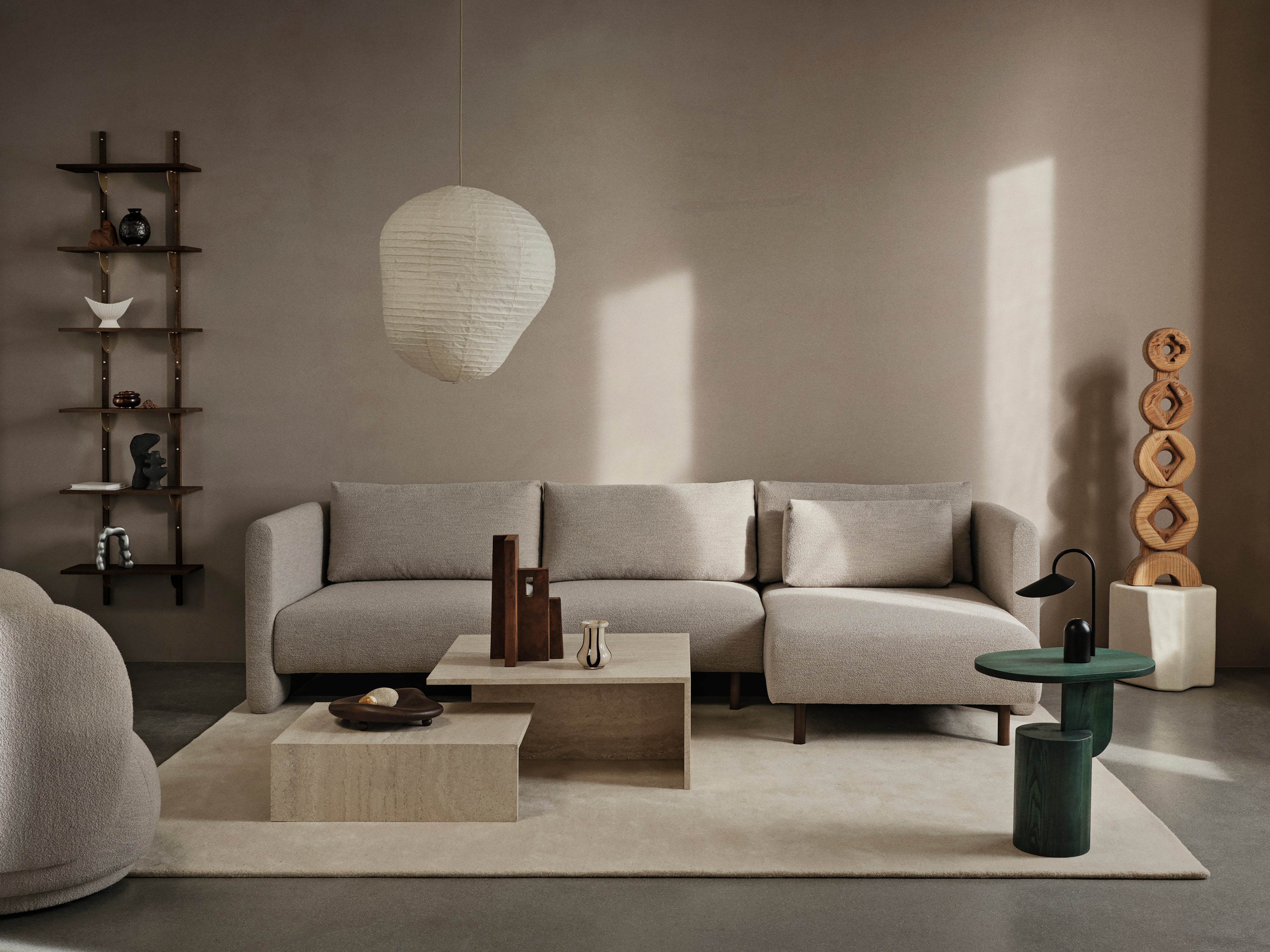 Dase modulares Sofa - rechts gebrochenes Bouclé White