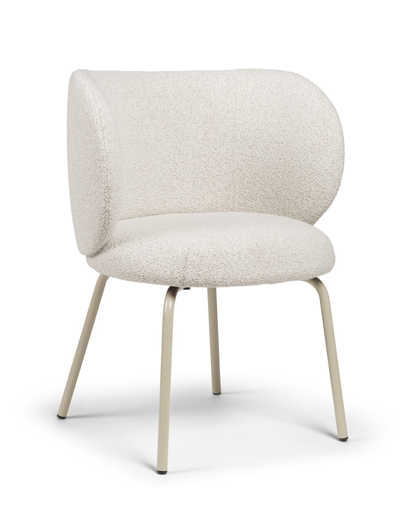 Chair with armrests Rico Soft Bouclé Broken white with beige base