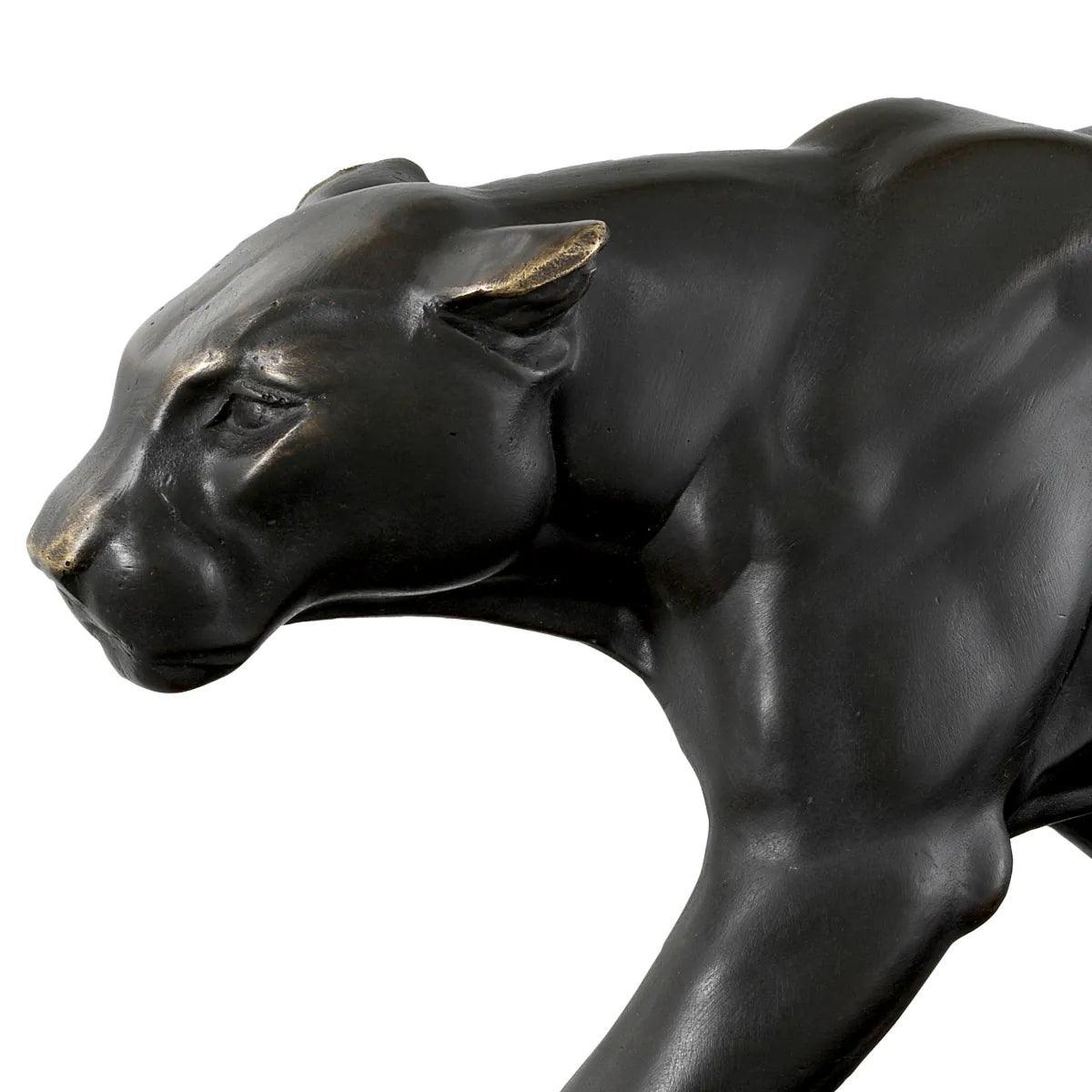 Figurka dekoracyjna PANTHER ON MARBLE BASE brązowa patyna Eichholtz Eye on Design
