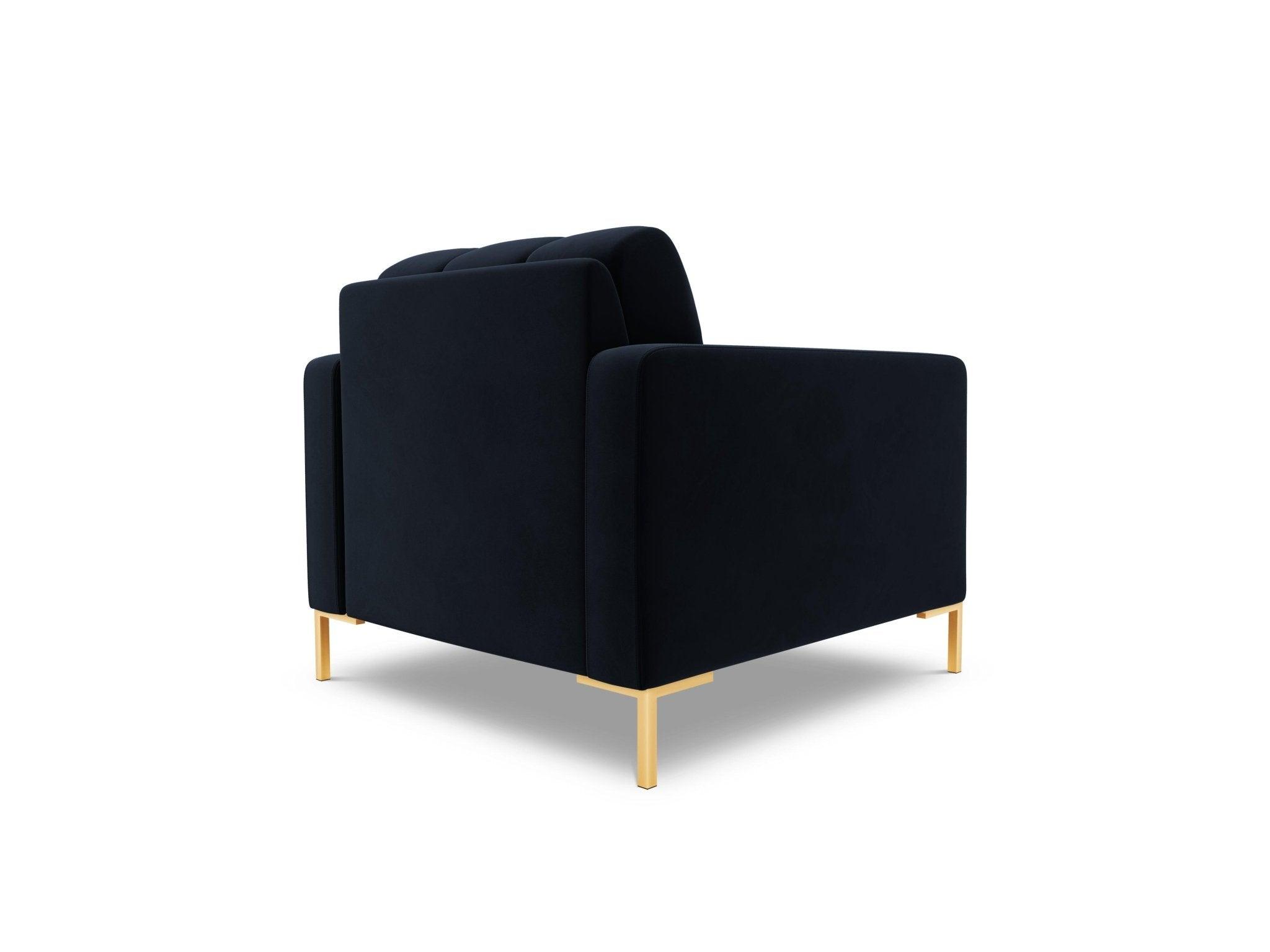 Fotel aksamitny BALI ciemnoniebieski ze złotą podstawą Cosmopolitan Design Eye on Design